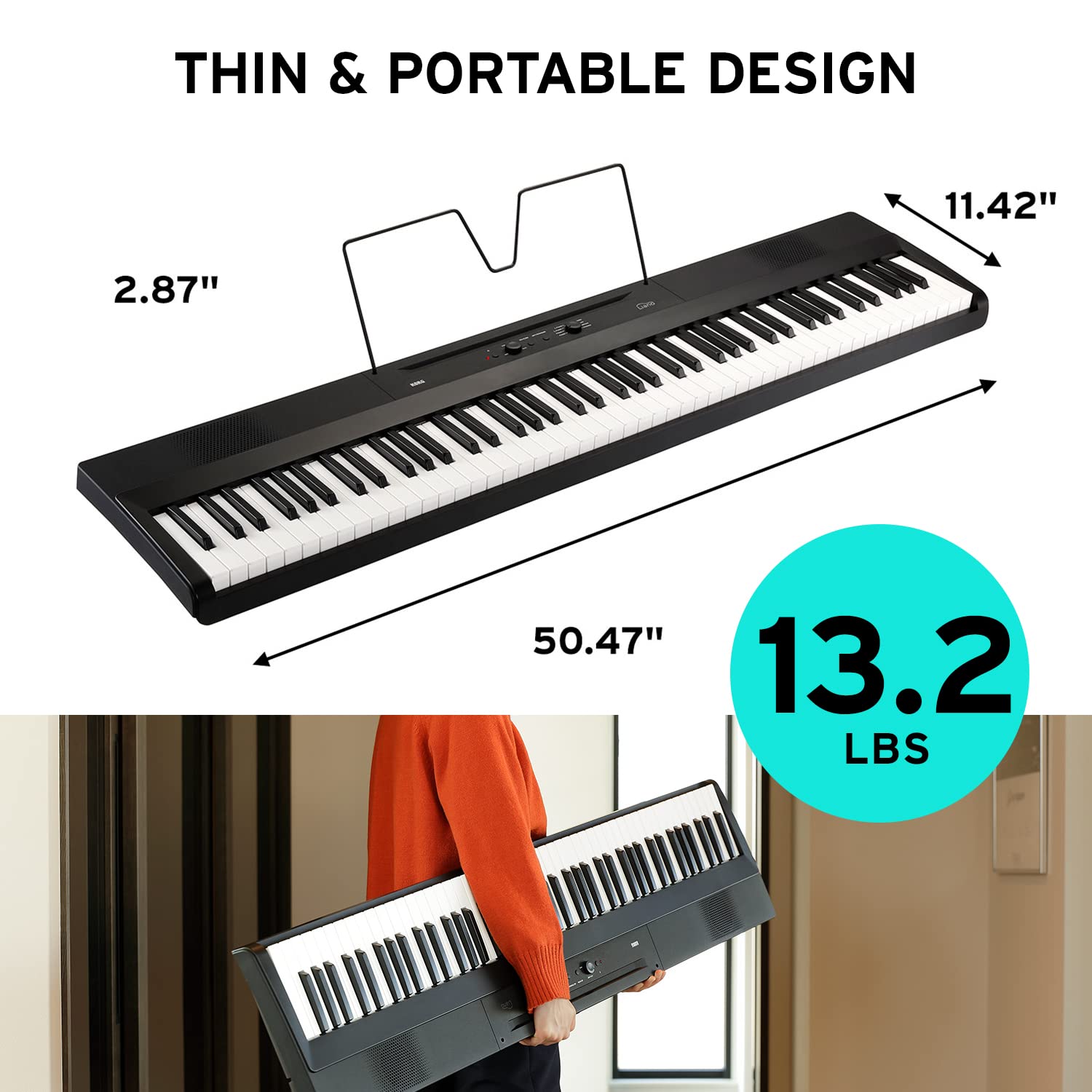 Korg Liano Portable 88-Key Digital Piano W/ Semi-Weighted Keys, Bass Reflex Speakers And Includes A Sustain Pedal & Power Adapte