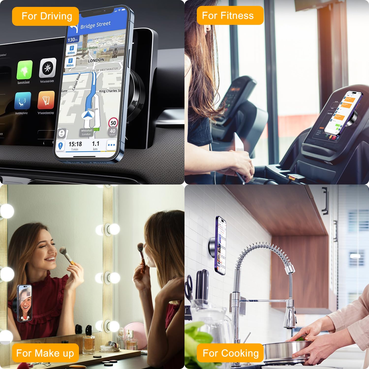 Jkoailiwi Electric Vacuum Magnetic Suction Phone Mount, Hands-Free Shower Phone Holder, Magnetic Cell Phone Holder For Car/Gym/M