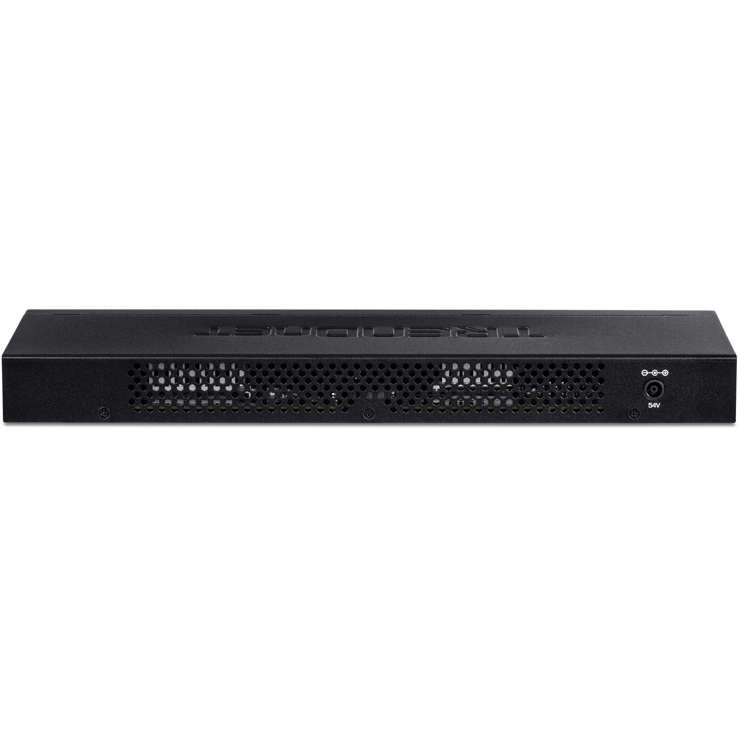 Trendnet 16 Port Gigabit Poe+ Switch Tpe Tg160H 123W Poe Power Budget 32 Gbps Switching Capacity Desktop Switch Ethernet Network