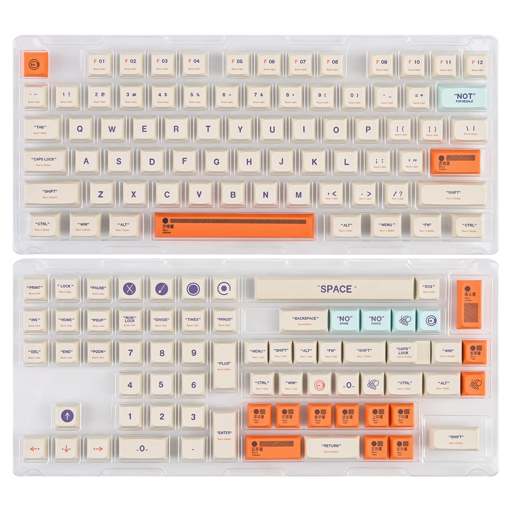Guffercty Kred Xda Profile Keycaps Set 142 Key Retro Plastic Theme Keycaps For 60% 65% 100 Cherry Mx Gaming Keyboard (Plastic)
