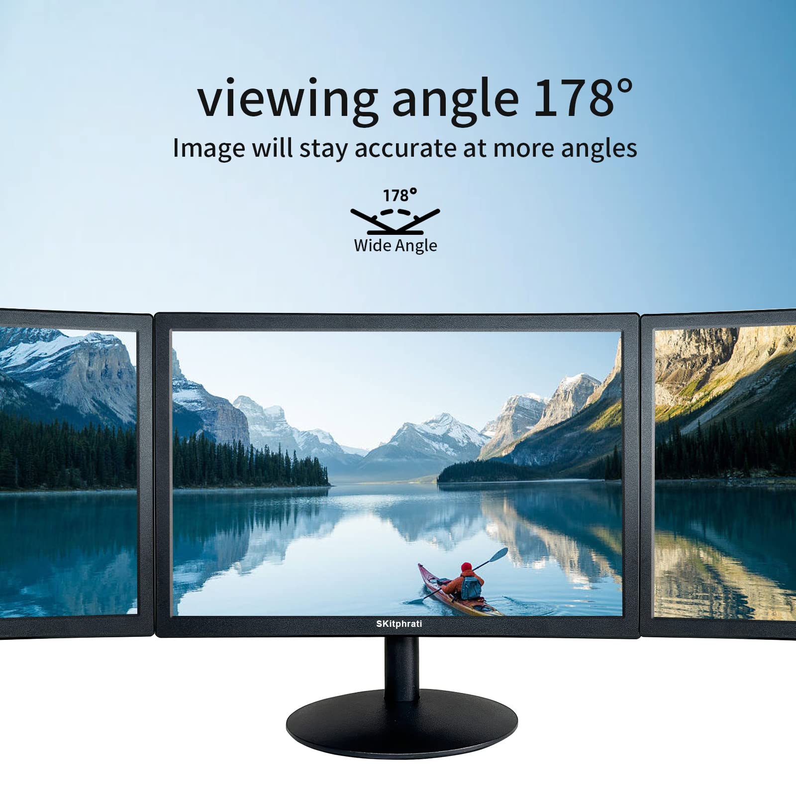 Skitphrati 15.6 Inch Small Pc Monitor, Fhd Va 1080P Desktop Display With 1920X1080 99% Srgb Hdmi Vga Ports, Vesa Mounting, Led M