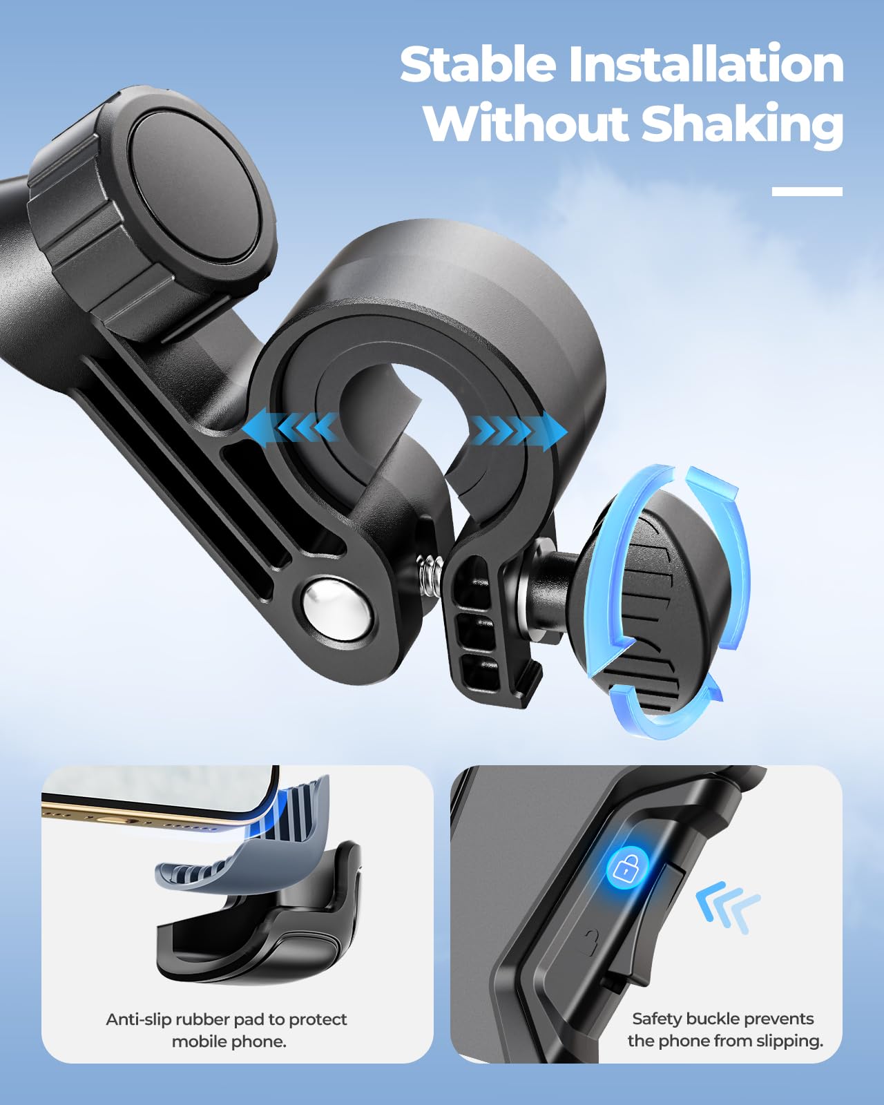 Megawheels Bike Phone Holder,Scooter Handlebar Mount With Clips Lock Fits 4.7''~7.0'' Cell Phones,Universal Handlebar Phone Clip