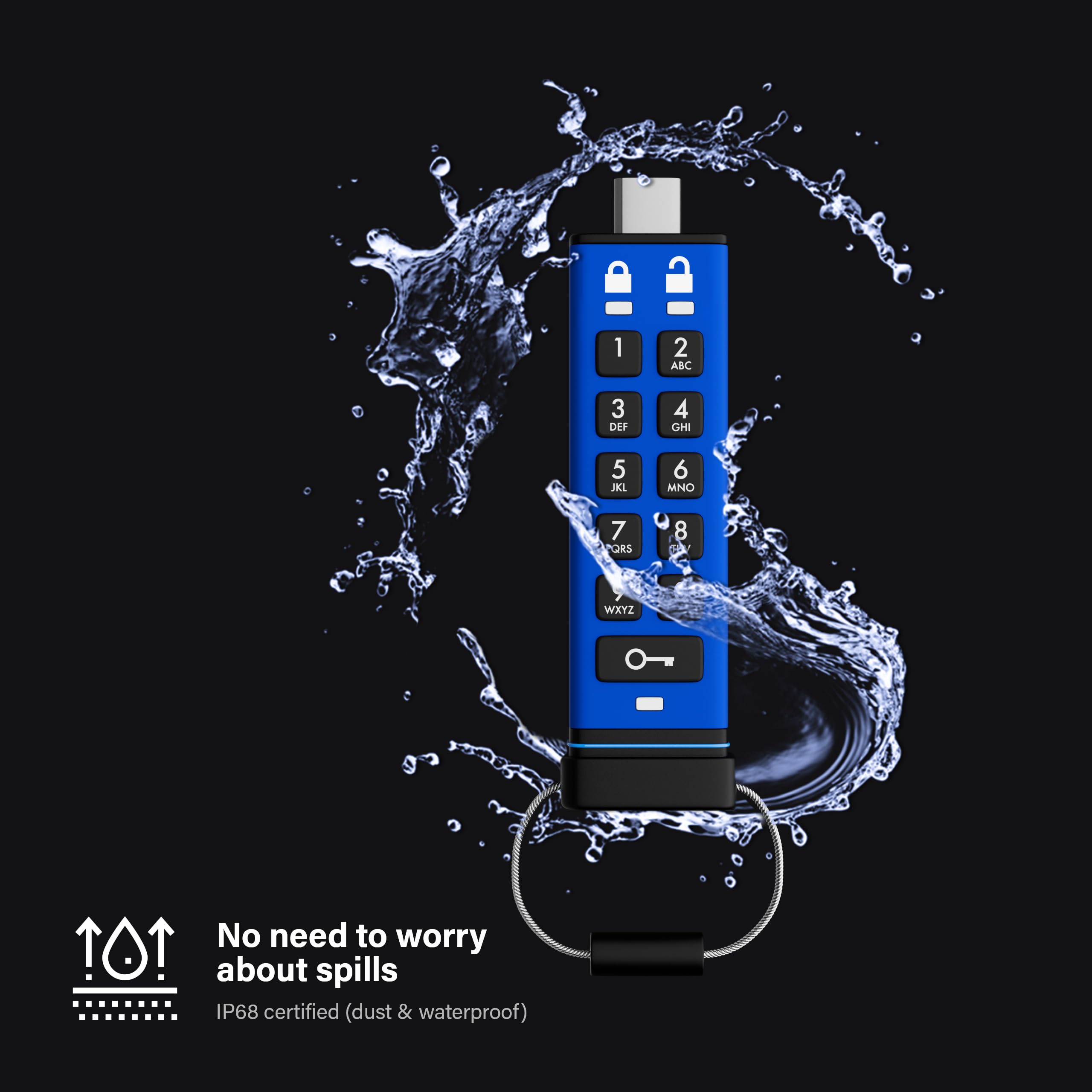 Istorage Datashur Pro+C 32Gb | Secure Usb Type C Memory Stick | Fips 140 3 Level 3 Pending | Pin Protected | Type C A Adapter In