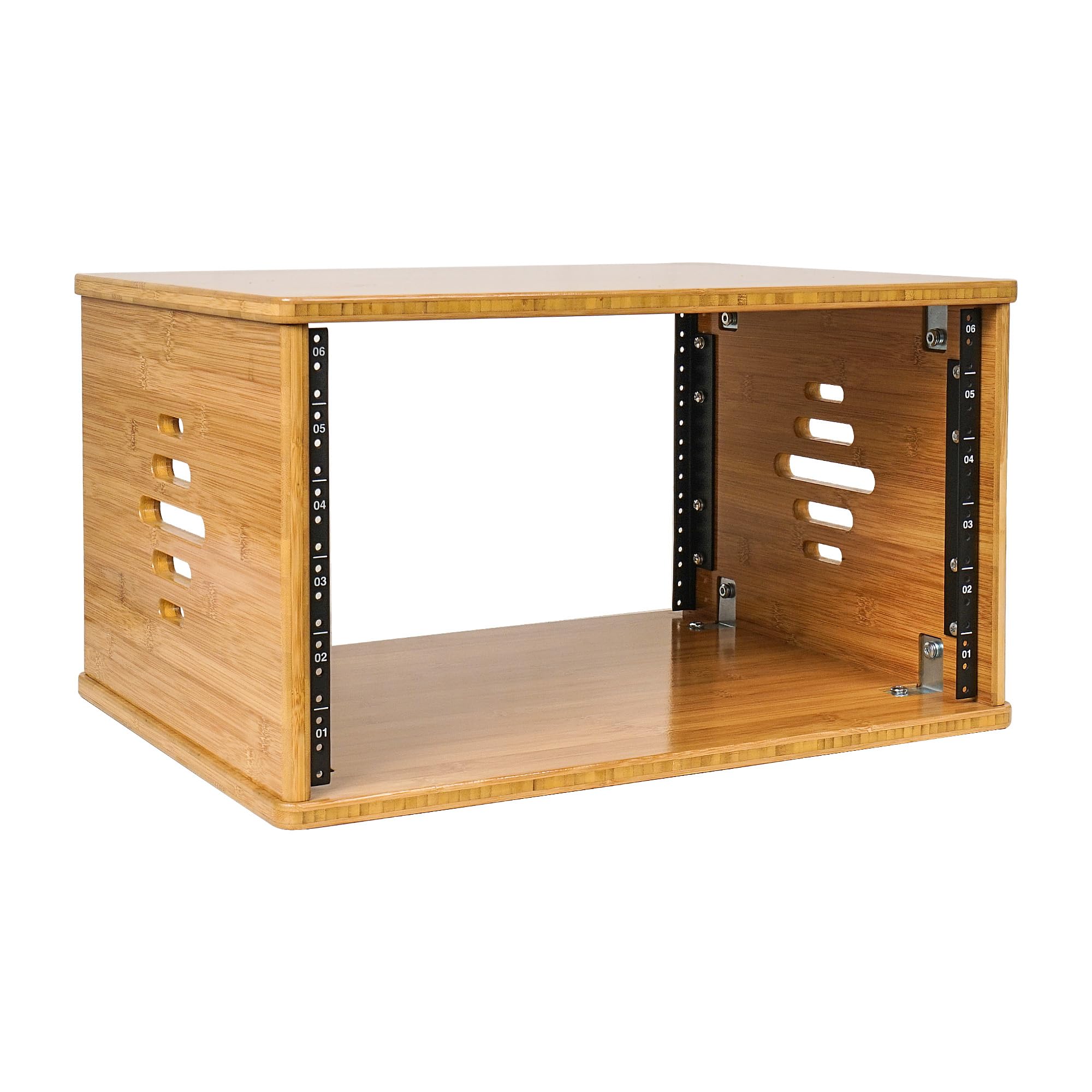 Sound Town Diy 6U Solid Carbonized Bamboo Studio Equipment Rack W/ 14.2'' Depth, Ventilation For Recording Room, Pa/Dj Pro Audio