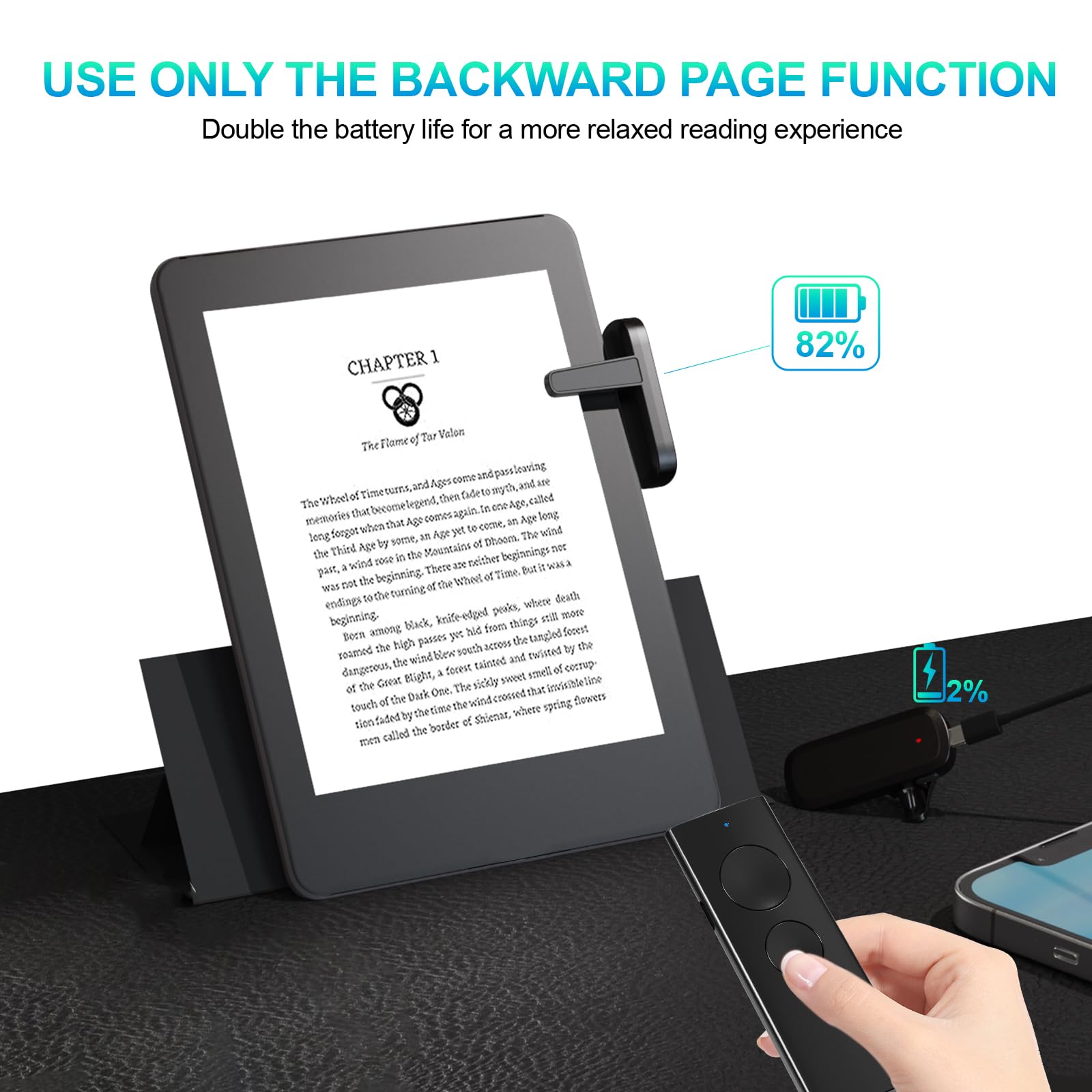 Remote Page Turner 2 Pack For Kindle, Support Forward & Backward, Compatible With Paperwhite Oasis Kobo Ereaders