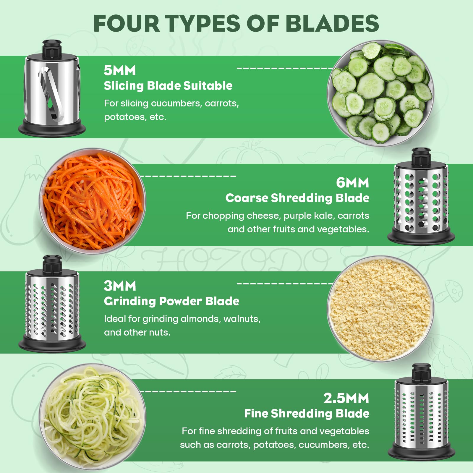 Stainless Steel Slicer Shredder Attachment For Kitchenaid Stand Mixer,Includes Cheese Grater,Grinding Powder, Vegetable Slicer S