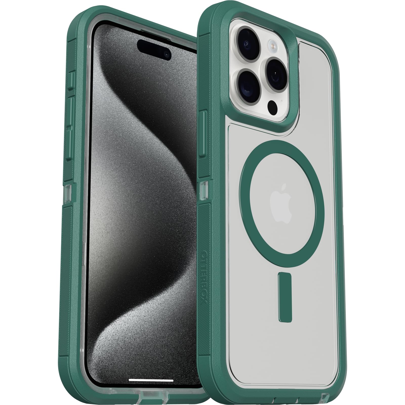 Otterbox Iphone 15 Pro Max (Only) Defender Series Xt Clear Case   Velvet Evergreen (Clear), Screenless, Rugged, Snaps To Magsafe
