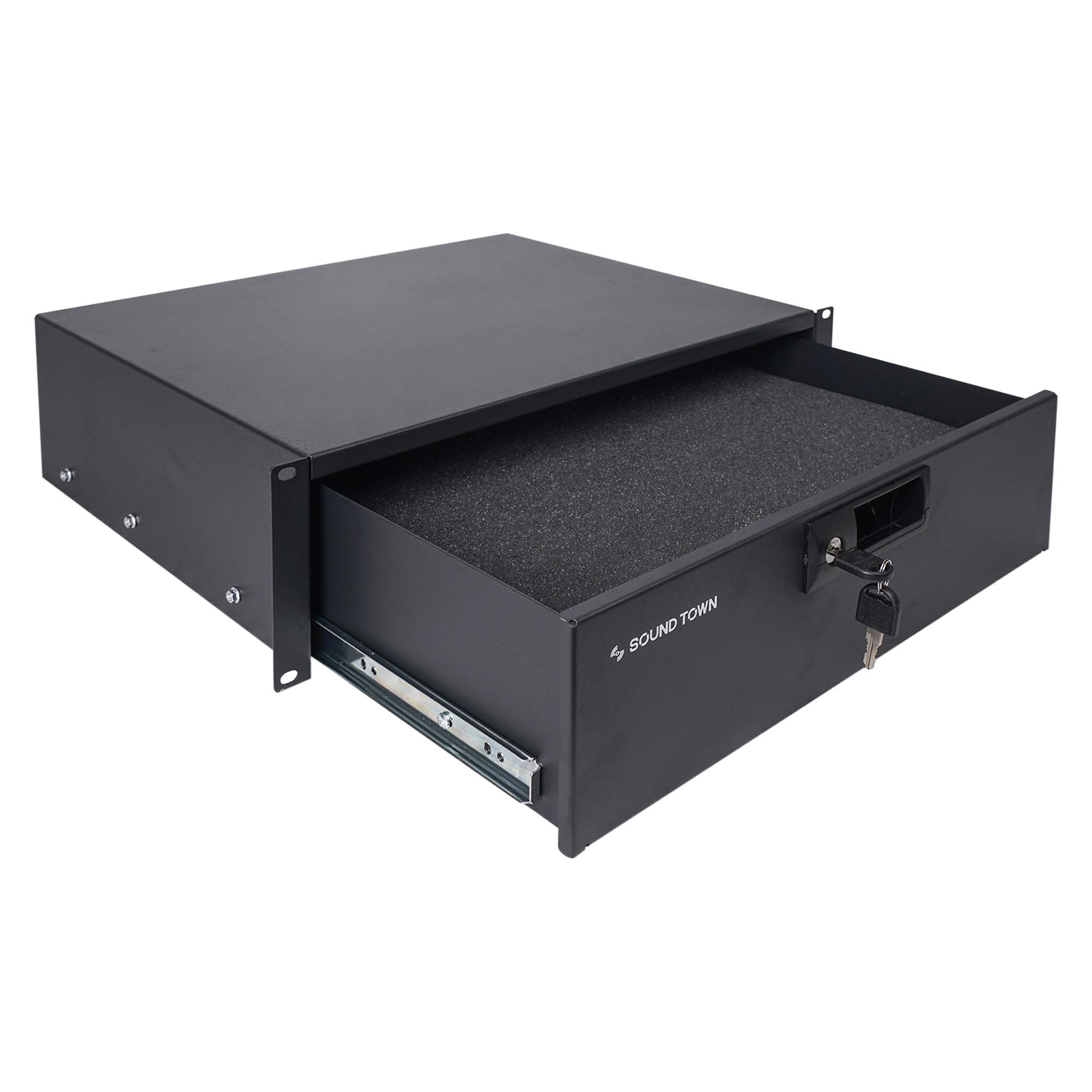 Sound Town 19 Inch 3U Locking Rack Drawer, With Protection Foam (Strd 3D)