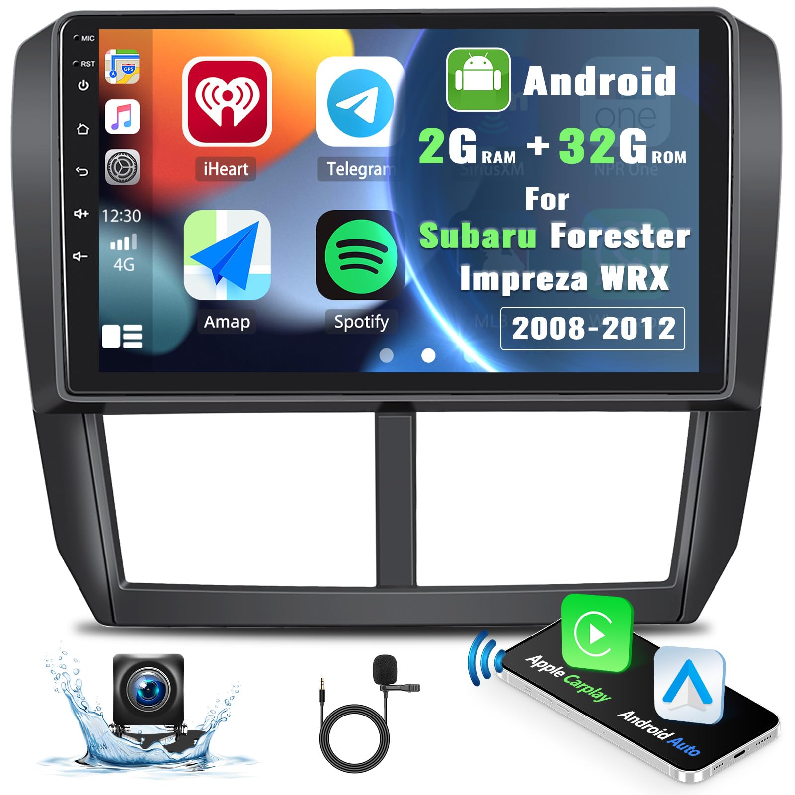 Unitopsci Android Car Stereo For Subaru Forester Impreza Wrx 2008 2012 Carplay Android Auto Bluetooth Car Radio 9 Inch Hd Touchs