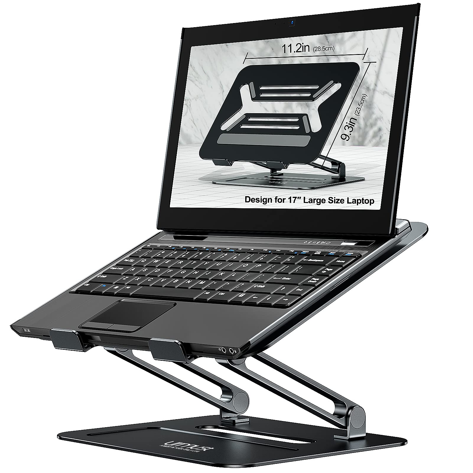 Urmust Adjustable Laptop Stand For Desk Aluminum Computer Stand For Laptop Riser Holder Notebook Stand Compatible With Macbook Air Pro Ultrabook All Laptops 11 17 Inch (Black)