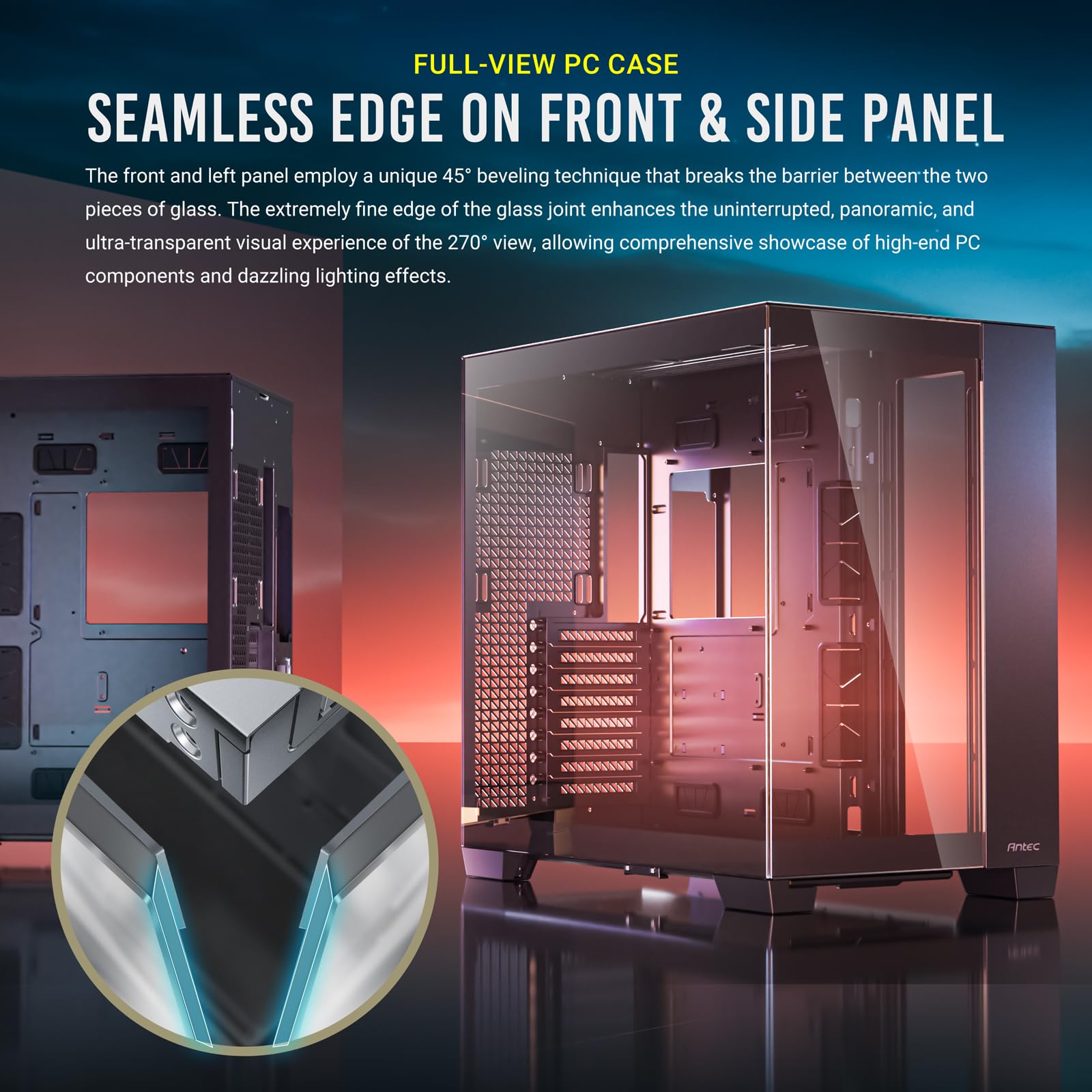 Antec C8, Fans Not Included, Rtx 40 Compatible, Dual-Chamber, Tooless Design, Type-C, 360Mm Radiator Support, Seamless Tempered