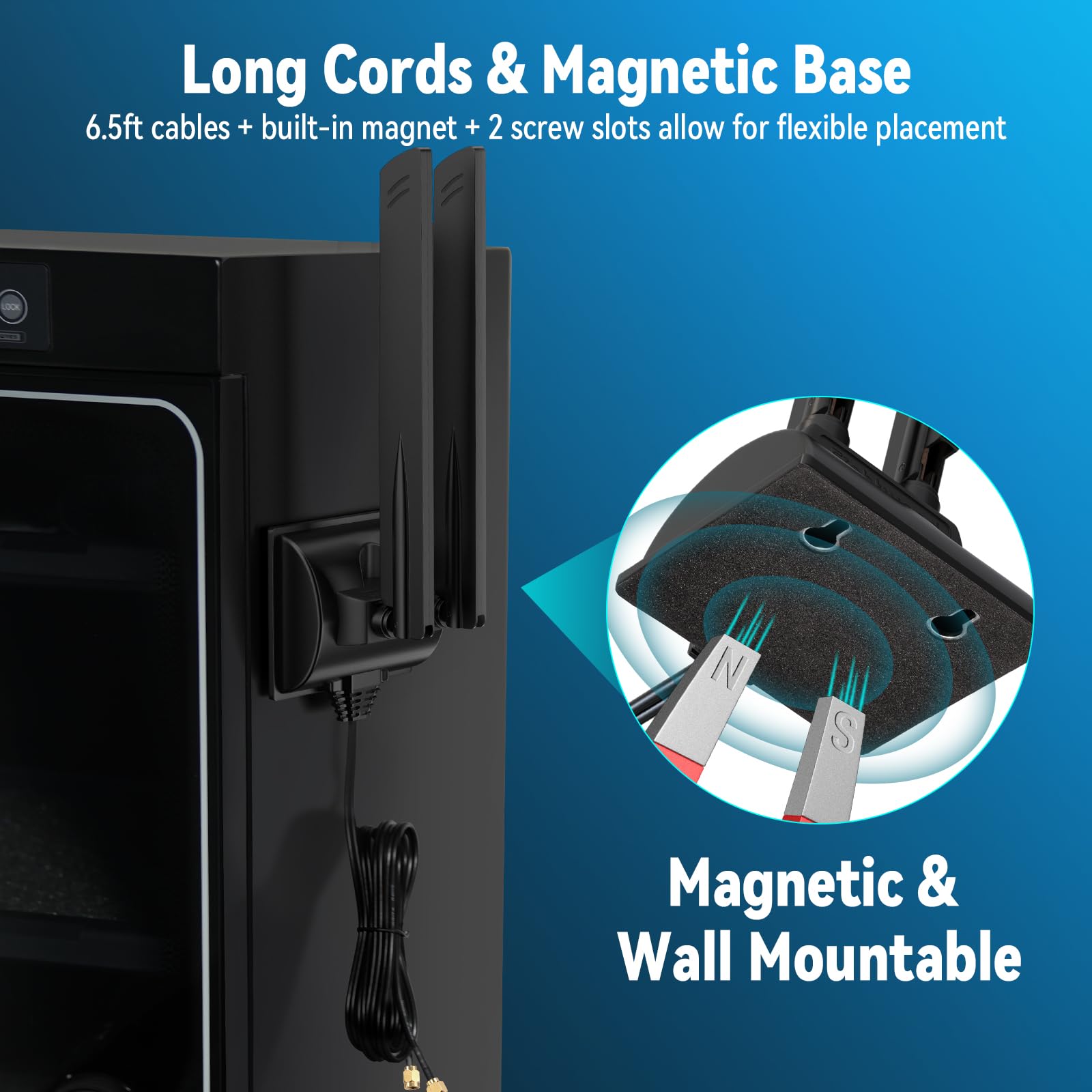 Eightwood Wifi 6E Antenna Tri Band 6Ghz 5Ghz 2.4Ghz Rp Sma Wifi Antenna Magnet Mount Base For Pc Desktop Computer Motherboard Wi