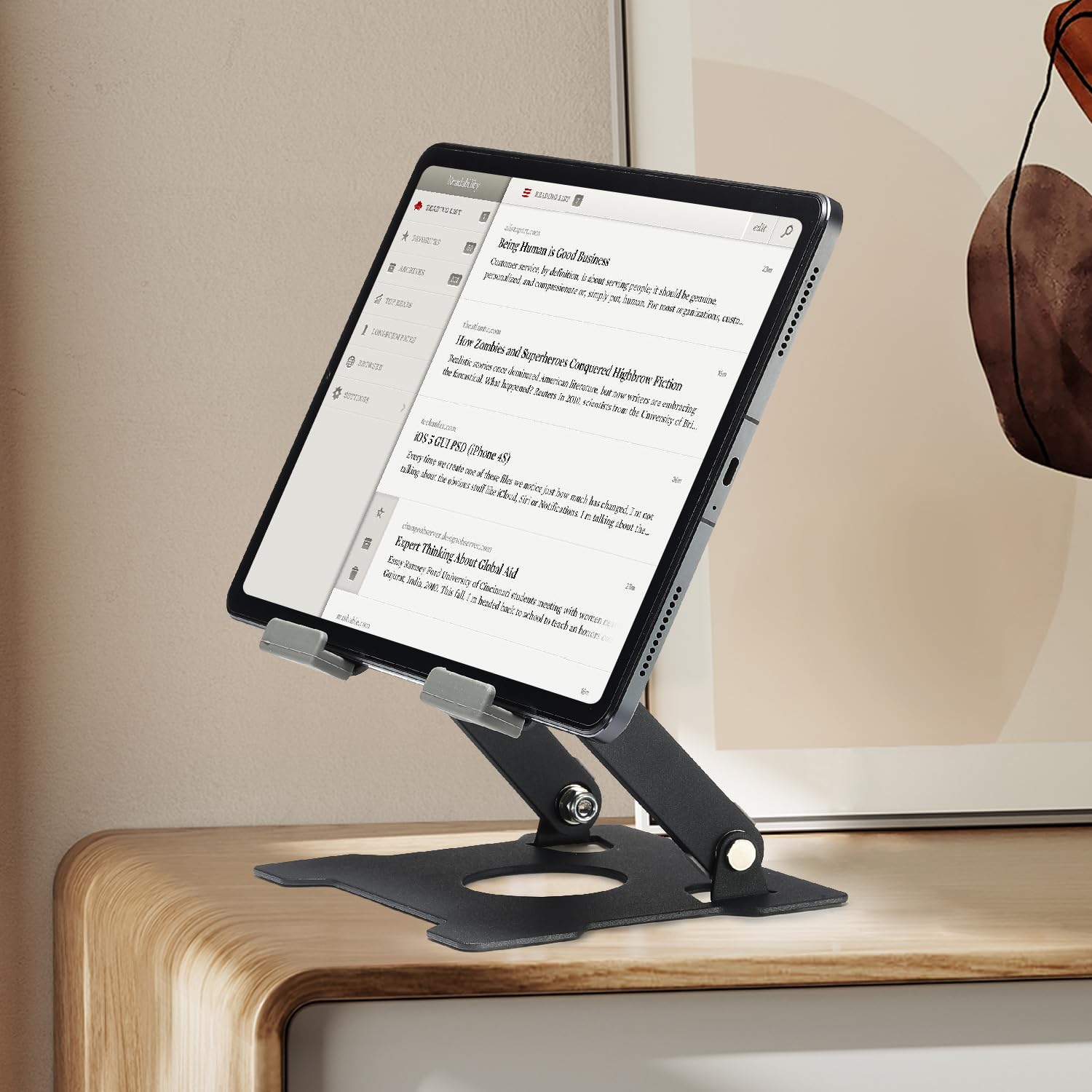 Kabcon Tablet Stand,Tablet Holder For Ipad,Adjustable Portable Multi Angle Desktop Stand Compatible With Ipad Pro 9.7 10.5 12.9 Air Mini 1 4,Galaxy Tabs,Surface Pro Tablets,Kindle,E Reader,Nexus