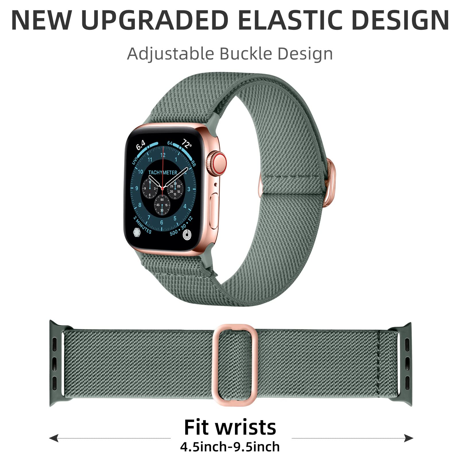 Daqin 3 Pack Stretchy Nylon Solo Loop Compatible With Apple Watch 38Mm 40Mm 41Mm 42Mm 44Mm 45Mm 46Mm Women Men, Sport Adjustable