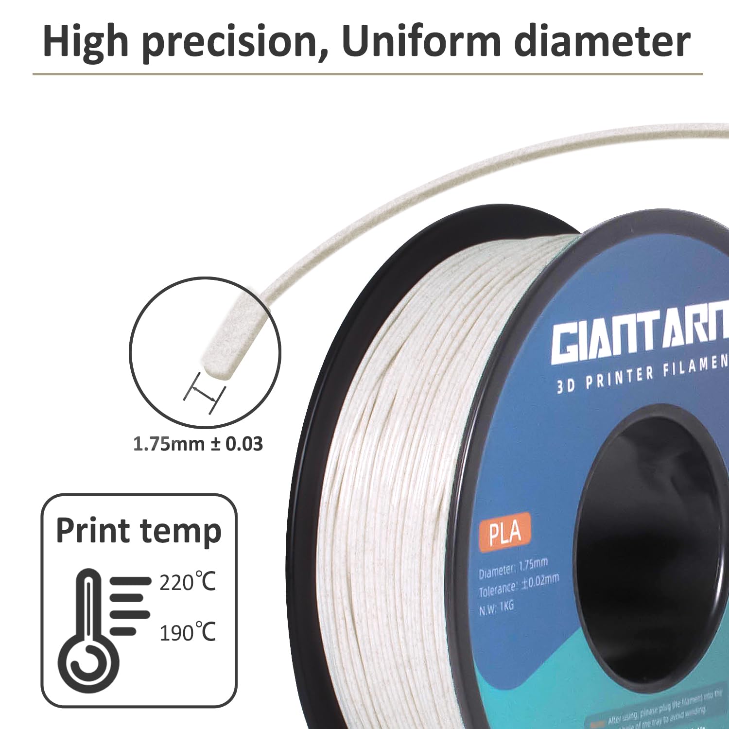 Giantarm Marble Pla, Pla Filament 1.75Mm 1Kg Spool(2.2Lbs),Vacuum Packaging, Marble Filament For Most Fdm 3D Printer (Brown)