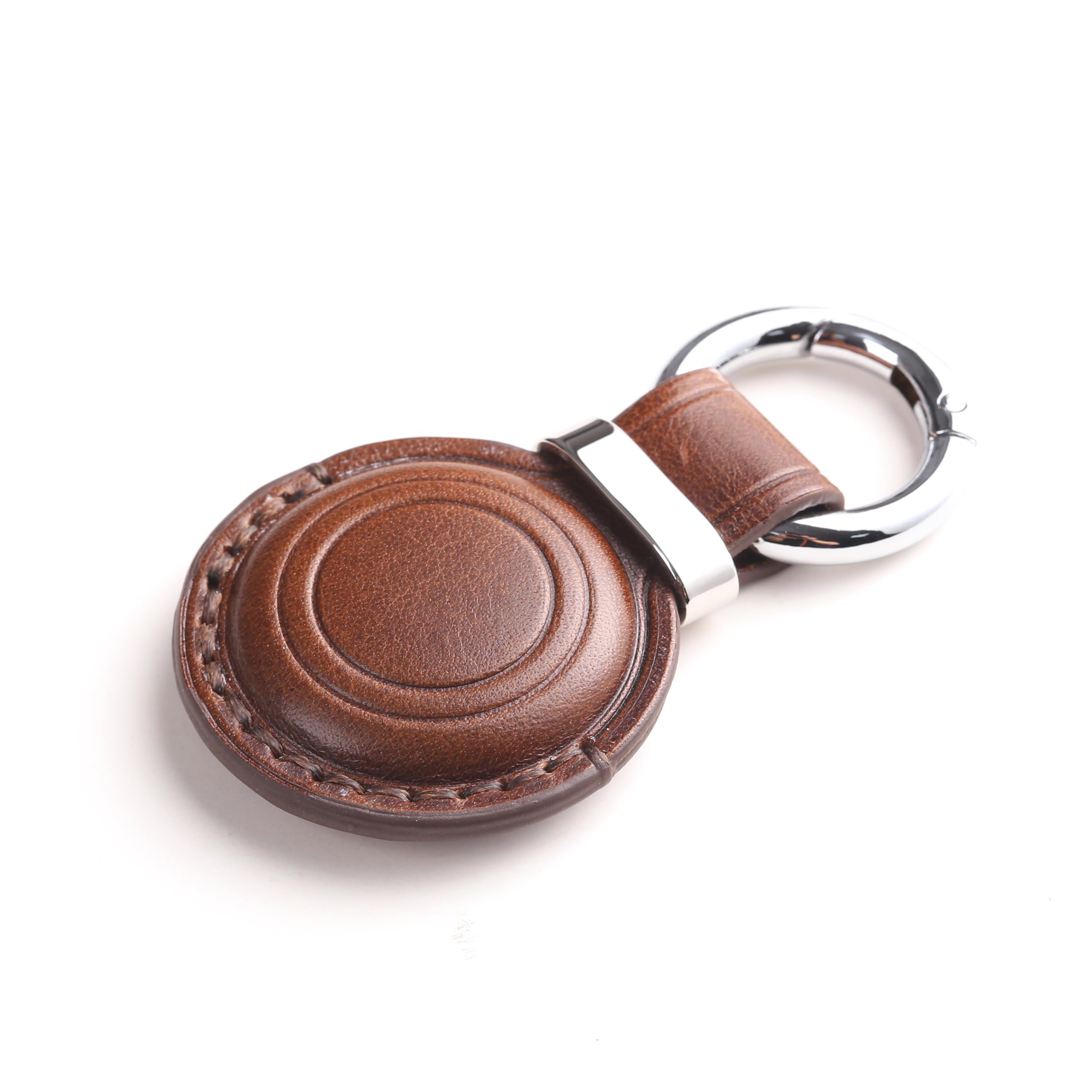 Jayanes Genuine Leather Airtag Keychain Holder   Compatible With Apple Airtag Holder Keychain, Secure Hidden Air Tag Case Cover