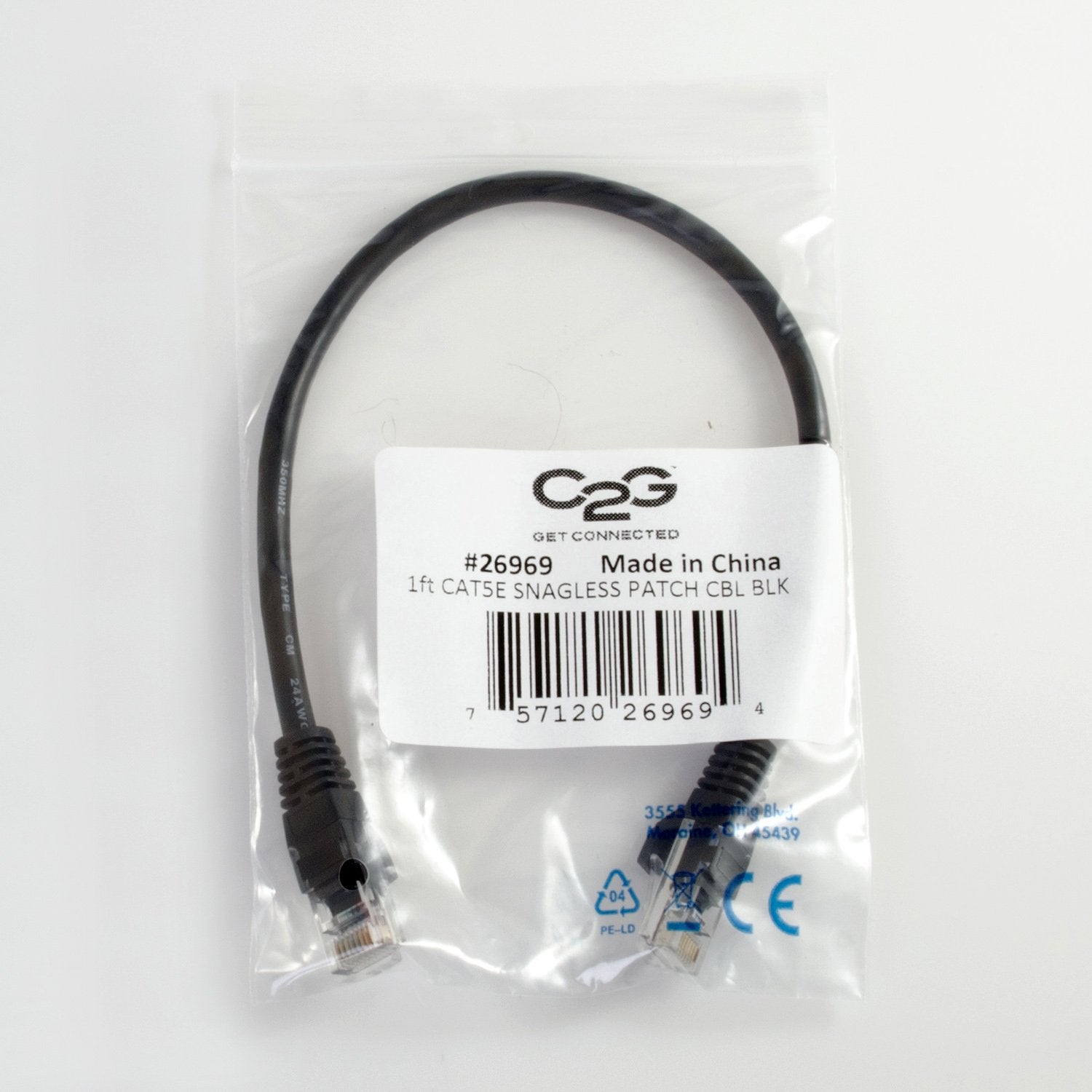 Legrand   C2G Cat5E Ethernet Cable, Snagless Unshielded Cat5E Patch Cable, 5 Foot Snagless Utp Ethernet Cable, Black Ethernet Ne