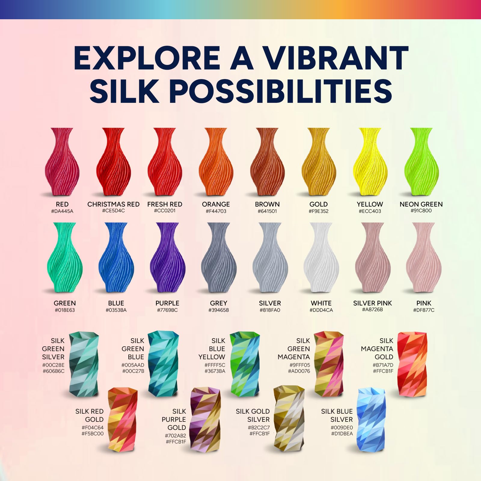 Overture Silk Pla 1.75Mm Dual Color Filament, Clog Free Shiny 3D Printer Filament, 1Kg Spool(2.2Lbs), Dimensional Accuracy +/  0