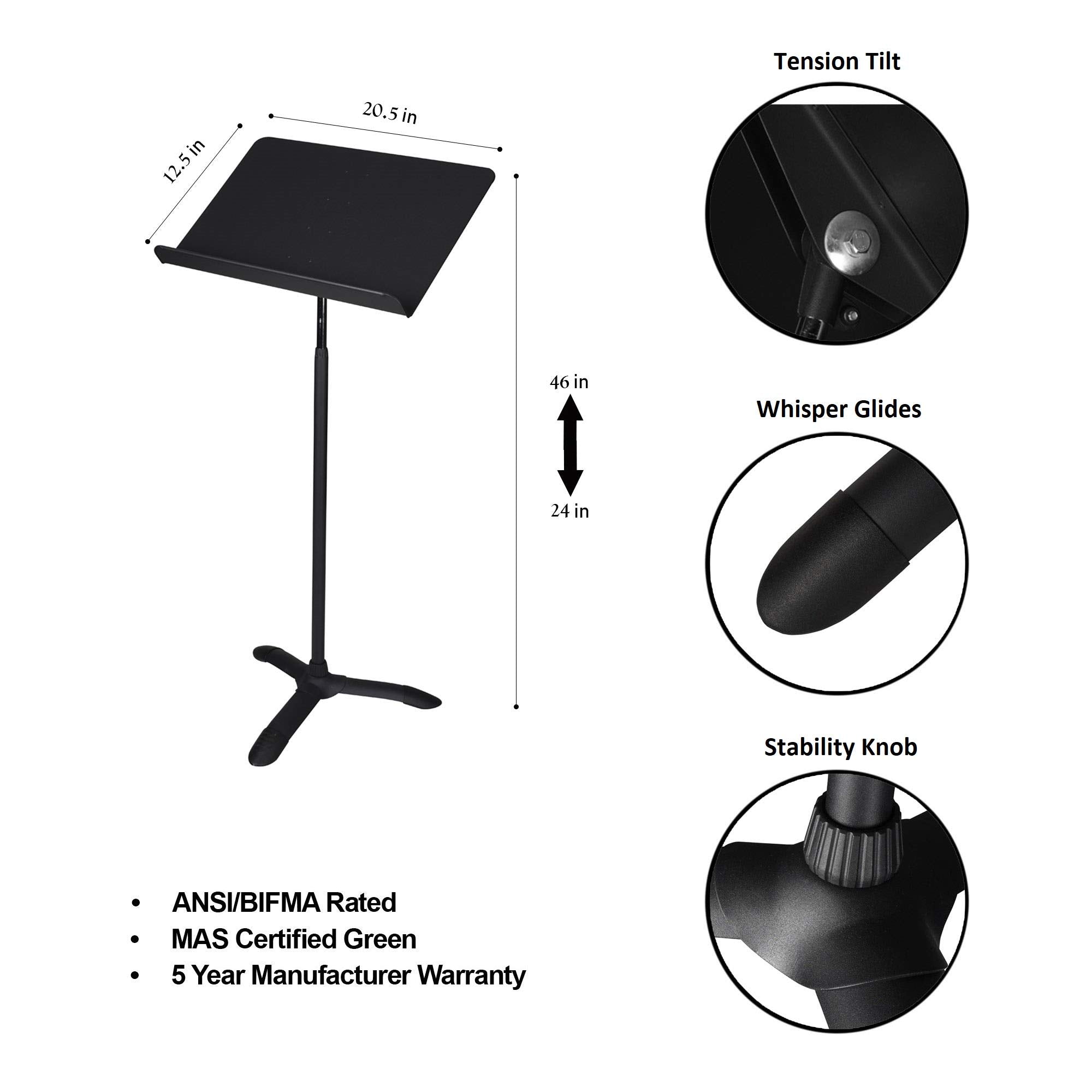 Oef Furnishings Portable, Height Adjustable Metal Music Sheet Stand, Black