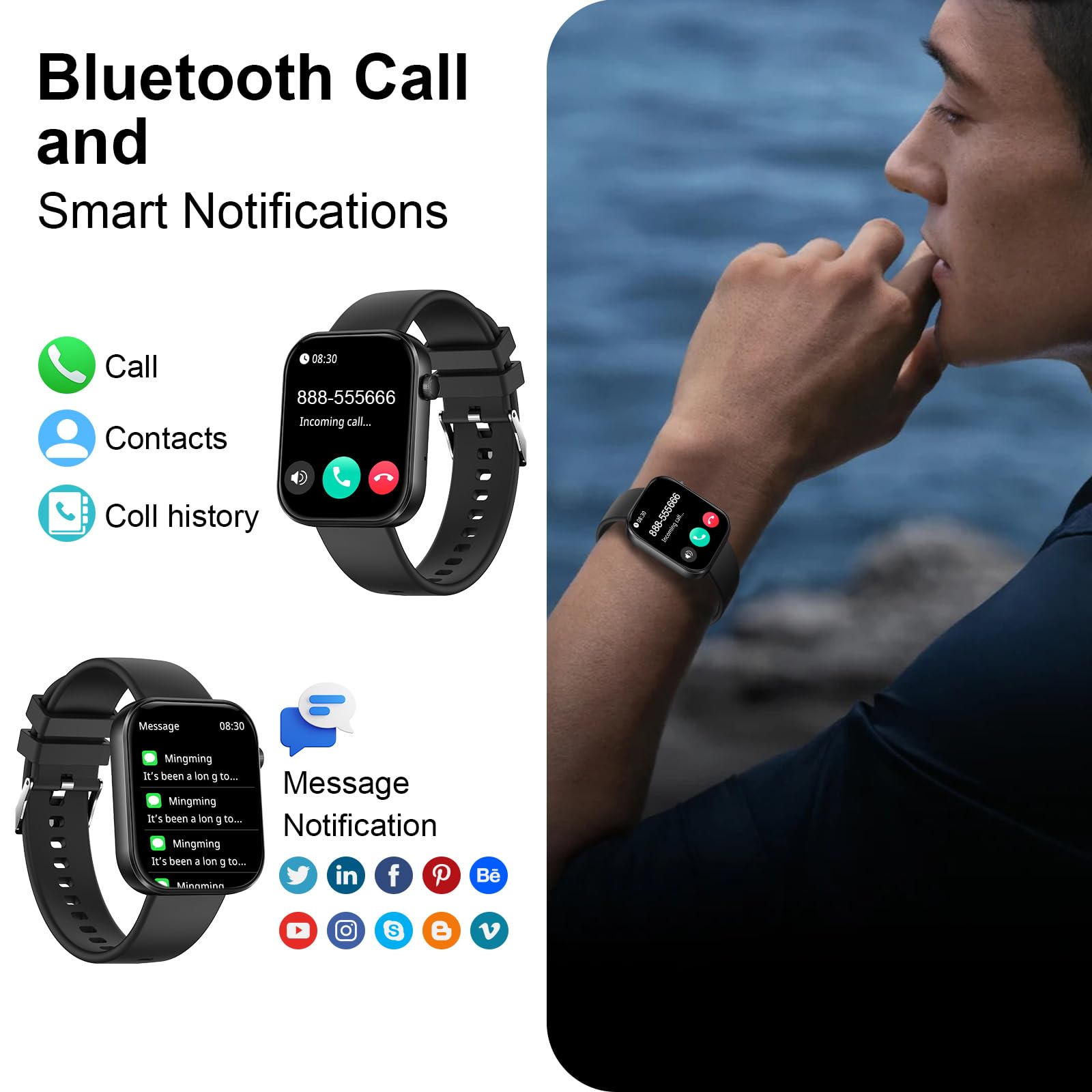 Smart Watch(Answer/Make Call),1.90'' Hd Smart Watches For Men Women, Activity Trackers And Smartwatches For Android Ios, Spo2/He