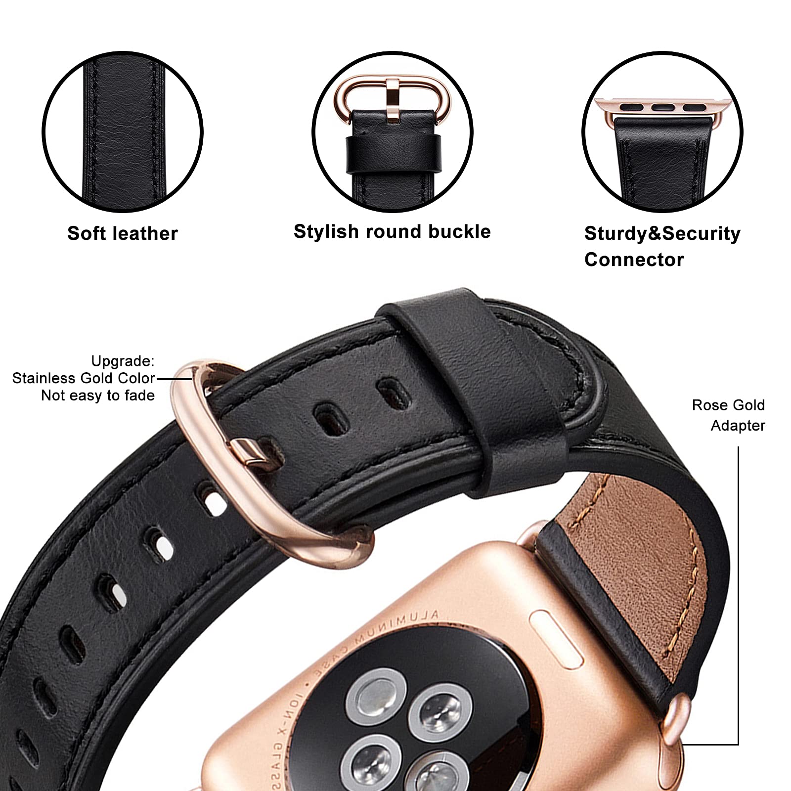 Wfeagl Compatible With Apple Watch Band 49Mm 42Mm 44Mm 45Mm Women, Top Grain Leather Band For Iwatch Ultra Se & Series 9 8 7 6 5