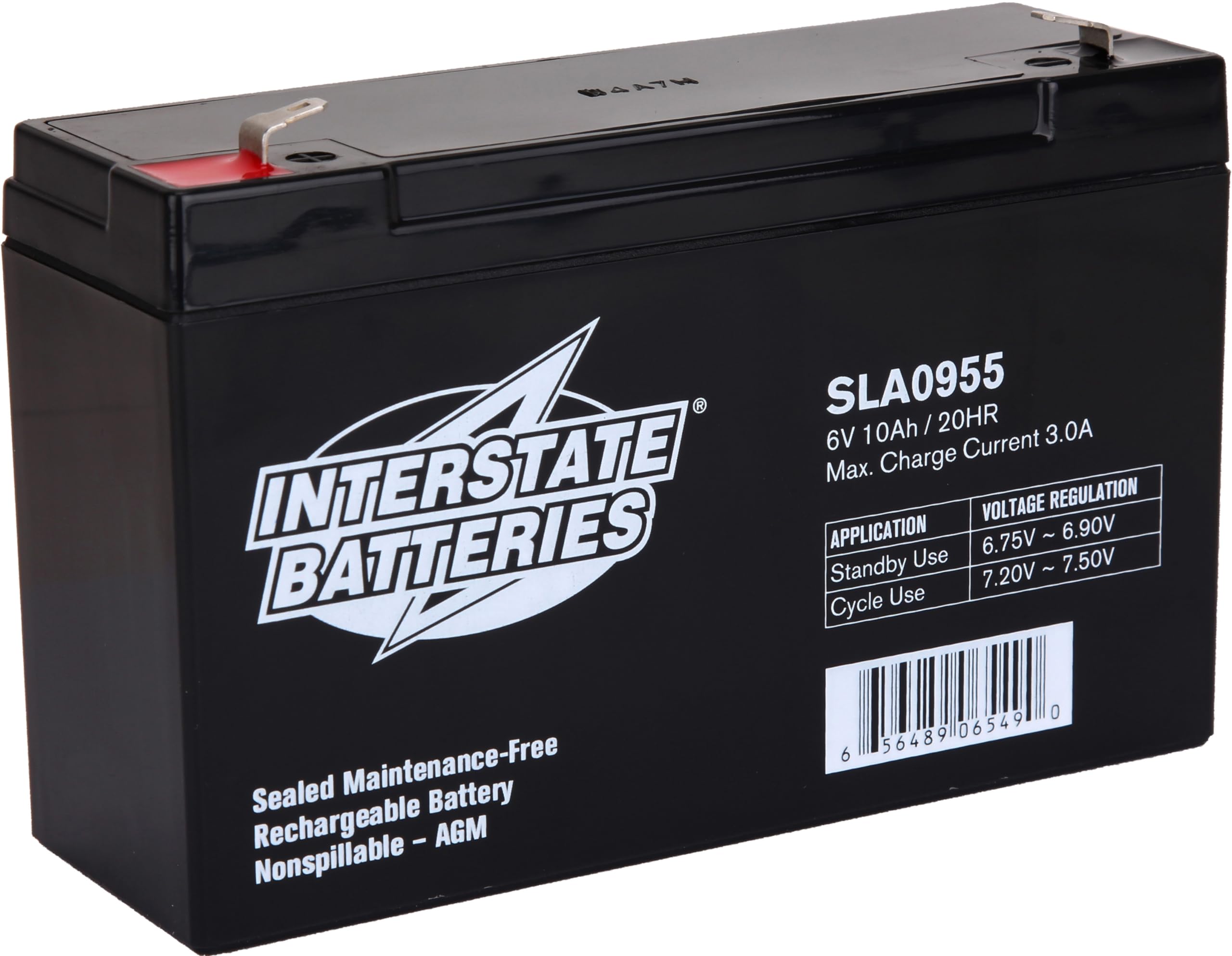 Interstate Batteries Power Patrol 6V 10Ah Battery (Sla0955) Sealed Lead Acid Rechargeable Sla Agm (F1 Terminal) Ups Power Soluti