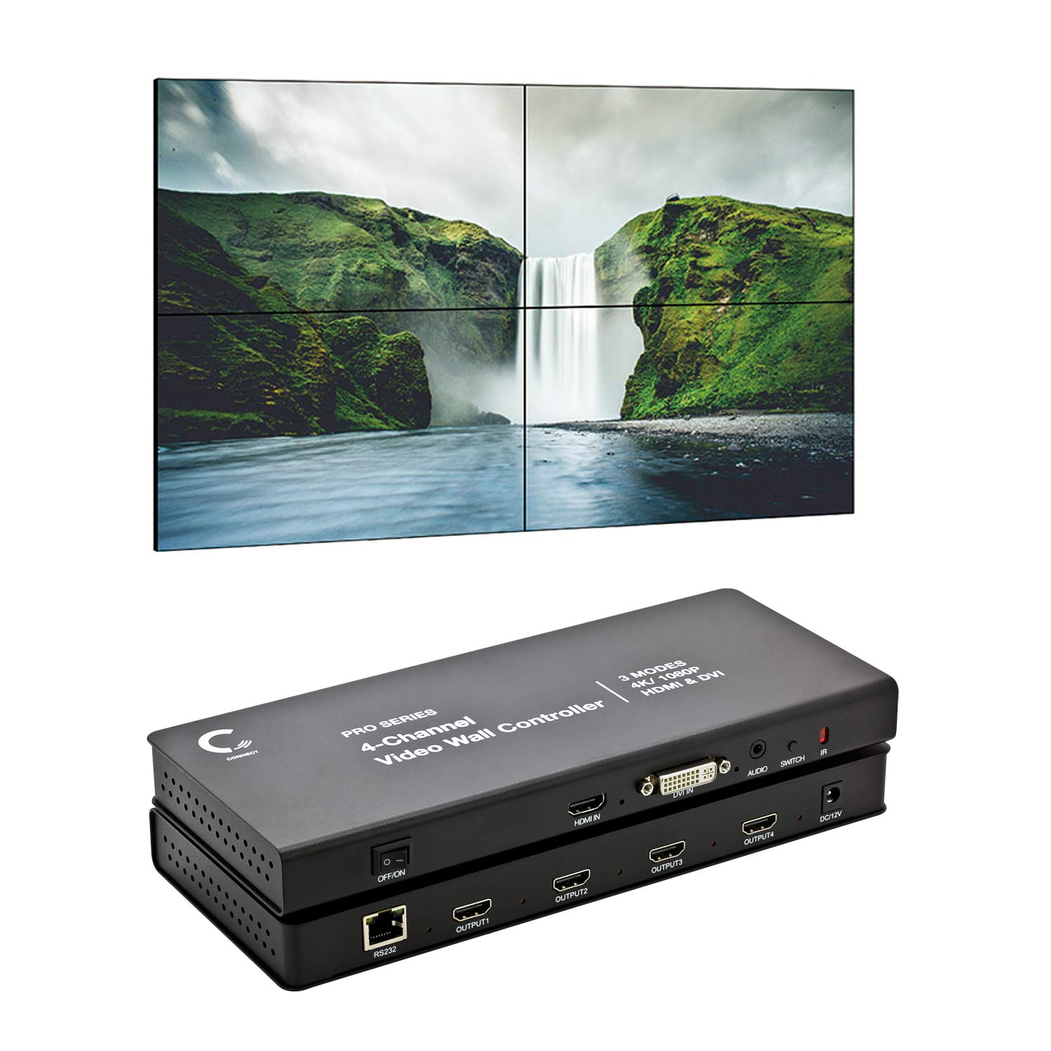 Expert Connect 2X2 Video Wall Controller | 1080P, Hdmi 1.4, Hdcp1.4 Compliant | Hdmi & Dvi Inputs; Hdmi Outputs | 8 Display Modes   2X2, 1X2, 1X3, 1X4, 2X1, 3X1, 4X1 | Cascading   2X4, 2X8