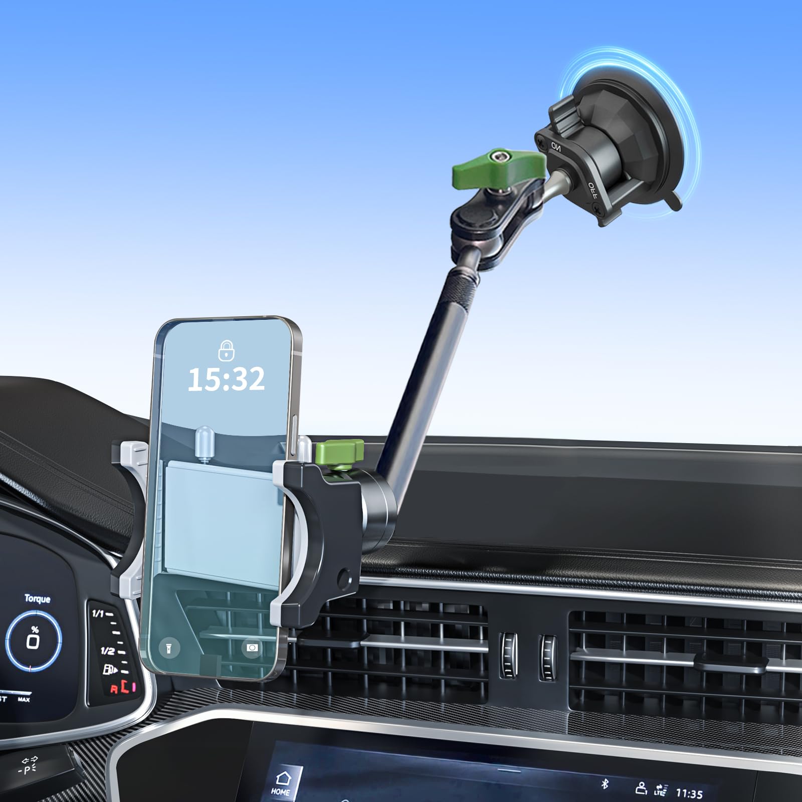 Tmengdao Car Phone Holder-Phone Mount For Car Windshield & Truck-Holder With 360 Rotating Metal Arm-Mount With Super Stable Suct