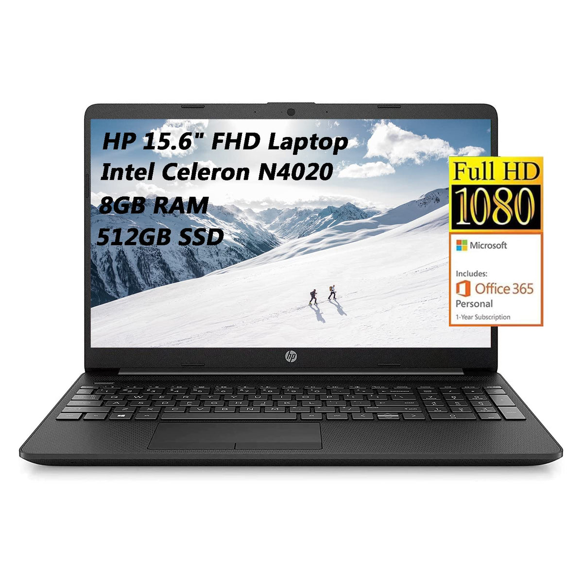 Hp 15.6'' Fhd Ips Micro-Edge Laptop, Intel Celeron N4020 Up To 2.8 Ghz, 8Gb Ram, 512Gb Ssd, Bluetooth, Usb-C, Hdmi, Media Card R