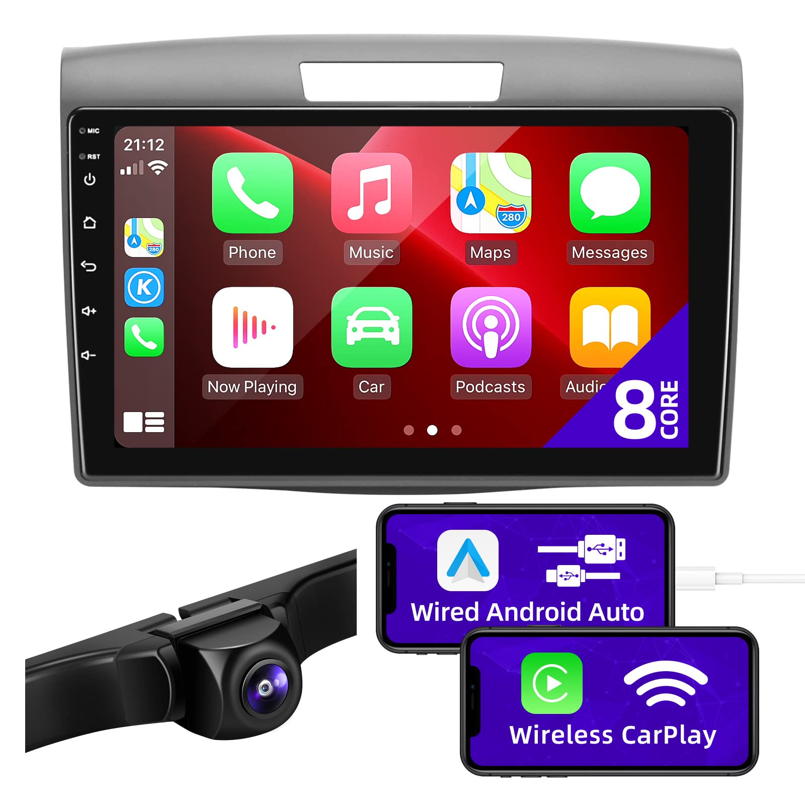 CGOGC Android Car Radio Updated Compatible with Wireless Carplay Android Auto for Honda CRV 2012-2016 8core 1280X720 IPS Touchsc