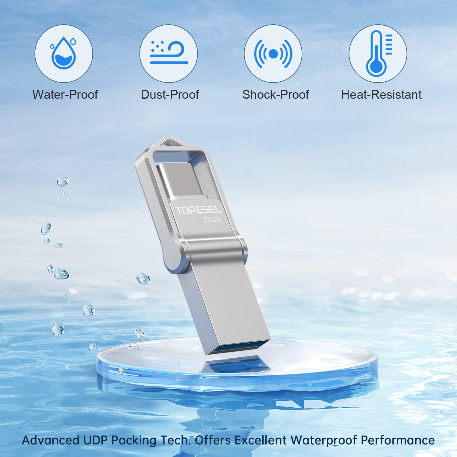 Topesel 32Gb Usb C Flash Drive Dual Usb 3.0 Flash Drive Usb A & Type C Thumb Drive Udp Tech Waterproof Type C Flash Drive Portable Usb C Otg Flash Drive For Computer Mac Smartphone Tablet
