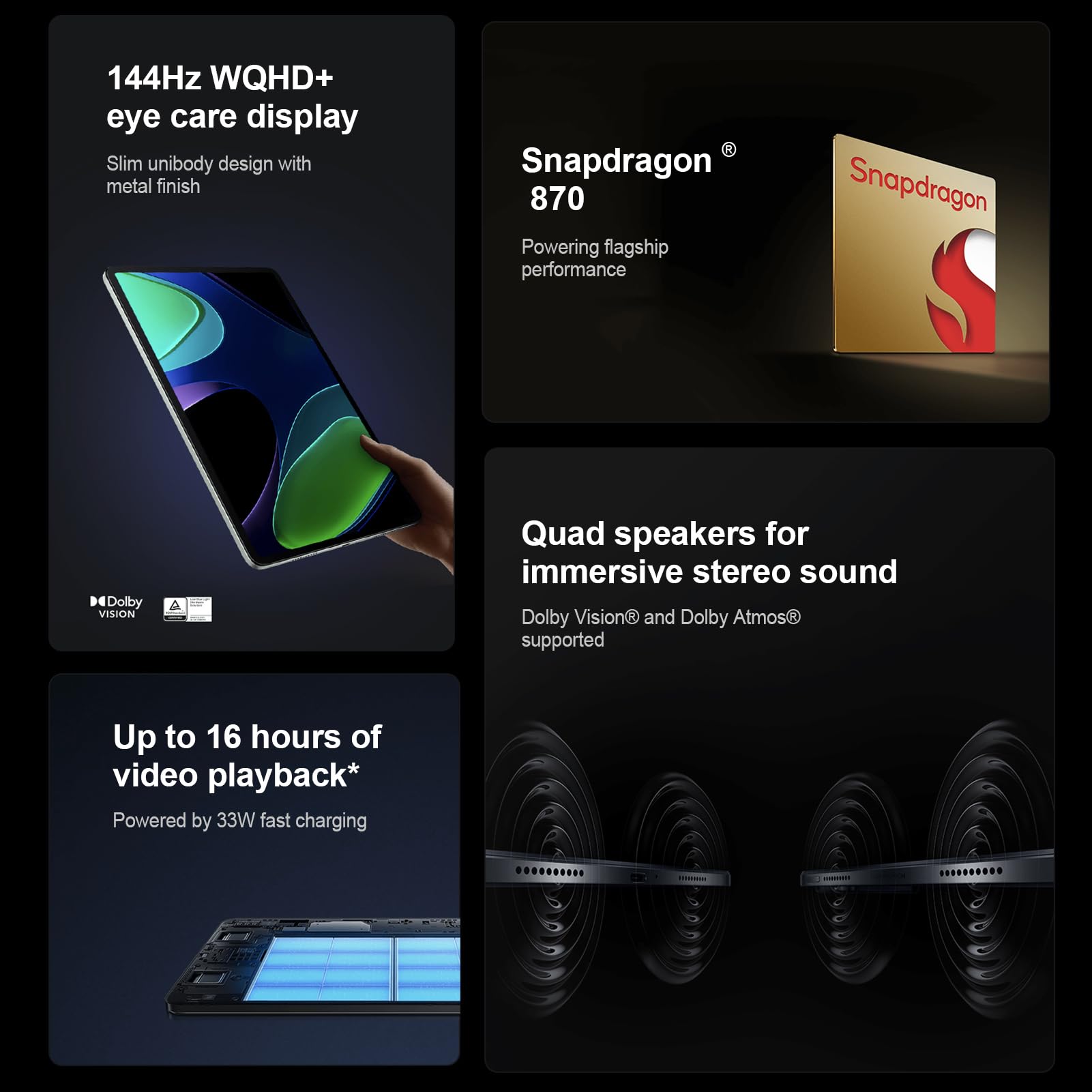 Xiaomi Pad 6 Wifi Version 11 144Hz 8840 Mah (No Calls) Bluetooth 5.2 Four Speakers 13 Mp Camera (Gold 128Gb + 6Gb)