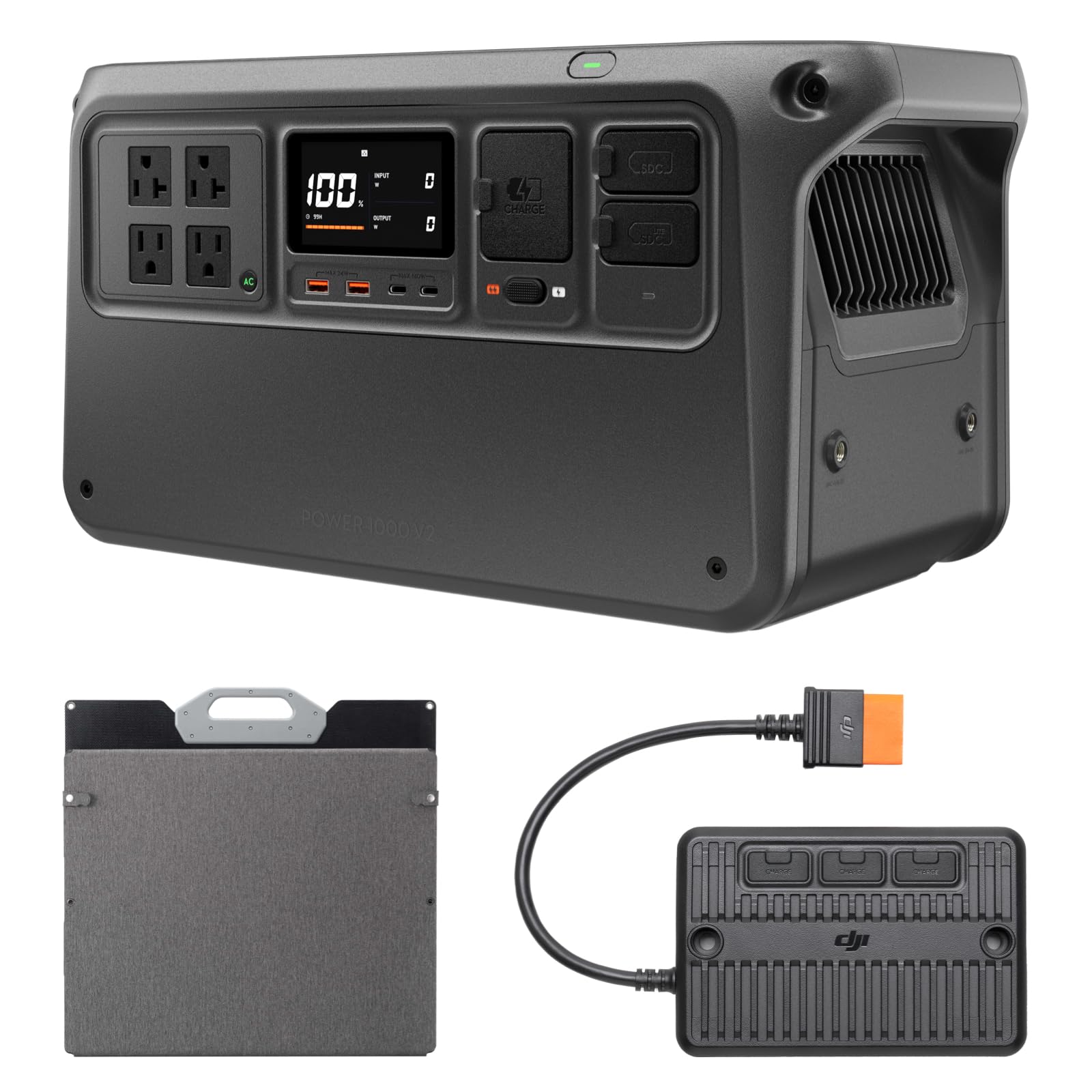 DJI Power 1000 V2 Portable Power Station, Foldable Solar Panel, 1024Wh LFP Battery, 2600W Stable Output, 0-80% in 37 Mins, Enhan