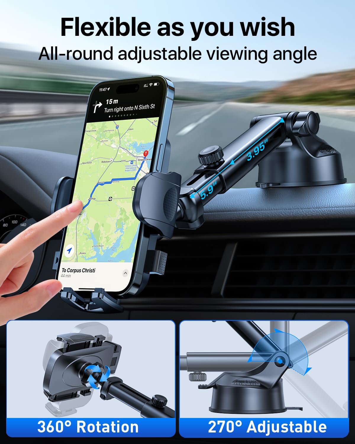 Htu [True Military-Grade] 2025 Upgraded Car Phone Holder ?Safety Certs & No Smell? Cell Phone Holder For Car Mount For Dashboard
