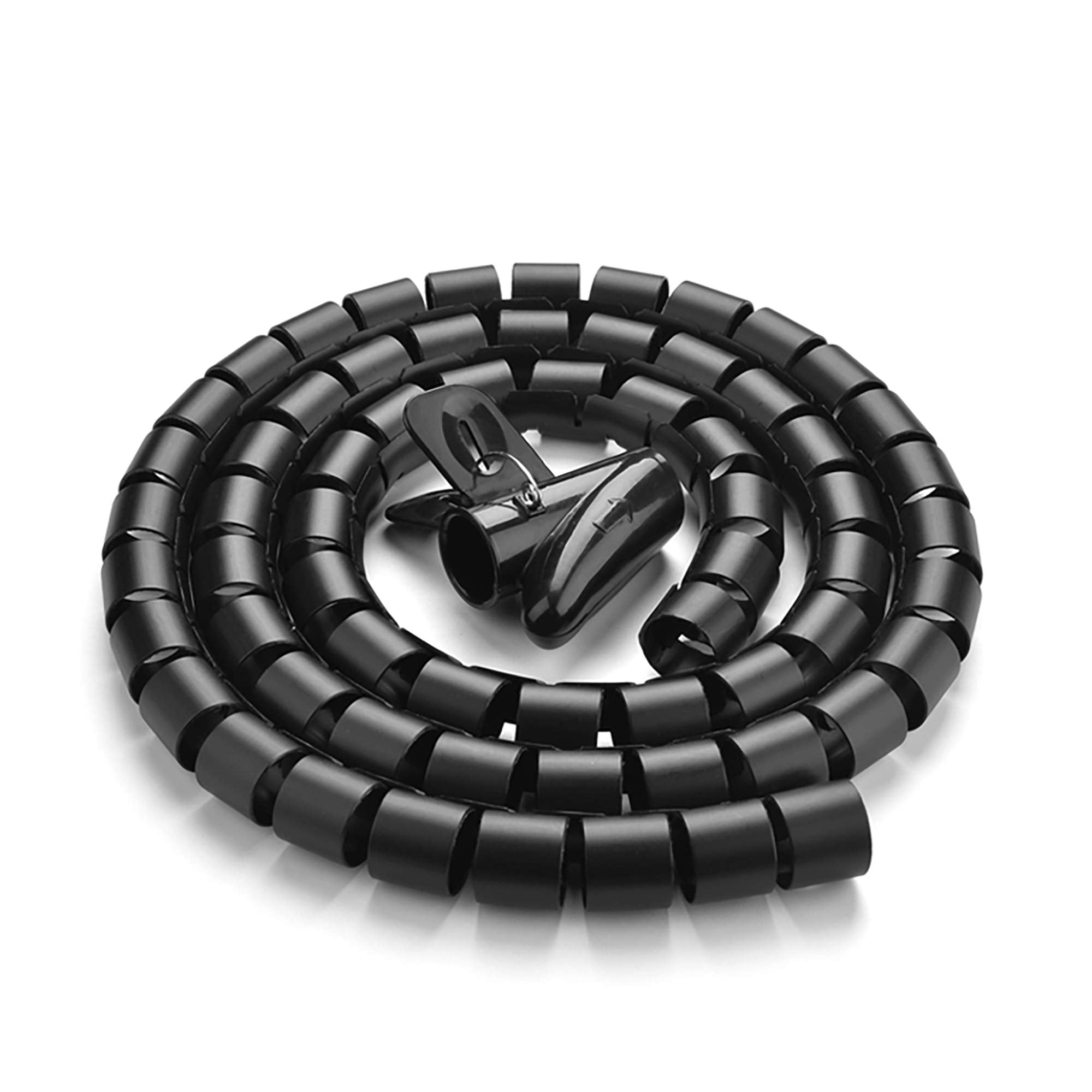 10Ft Cable Management Sleeve Ez Cord Bundler 1'' Diameter W/Zip Clip Zipper Wire Wrap Cord Organizer Cable Tube Hider Flexible &