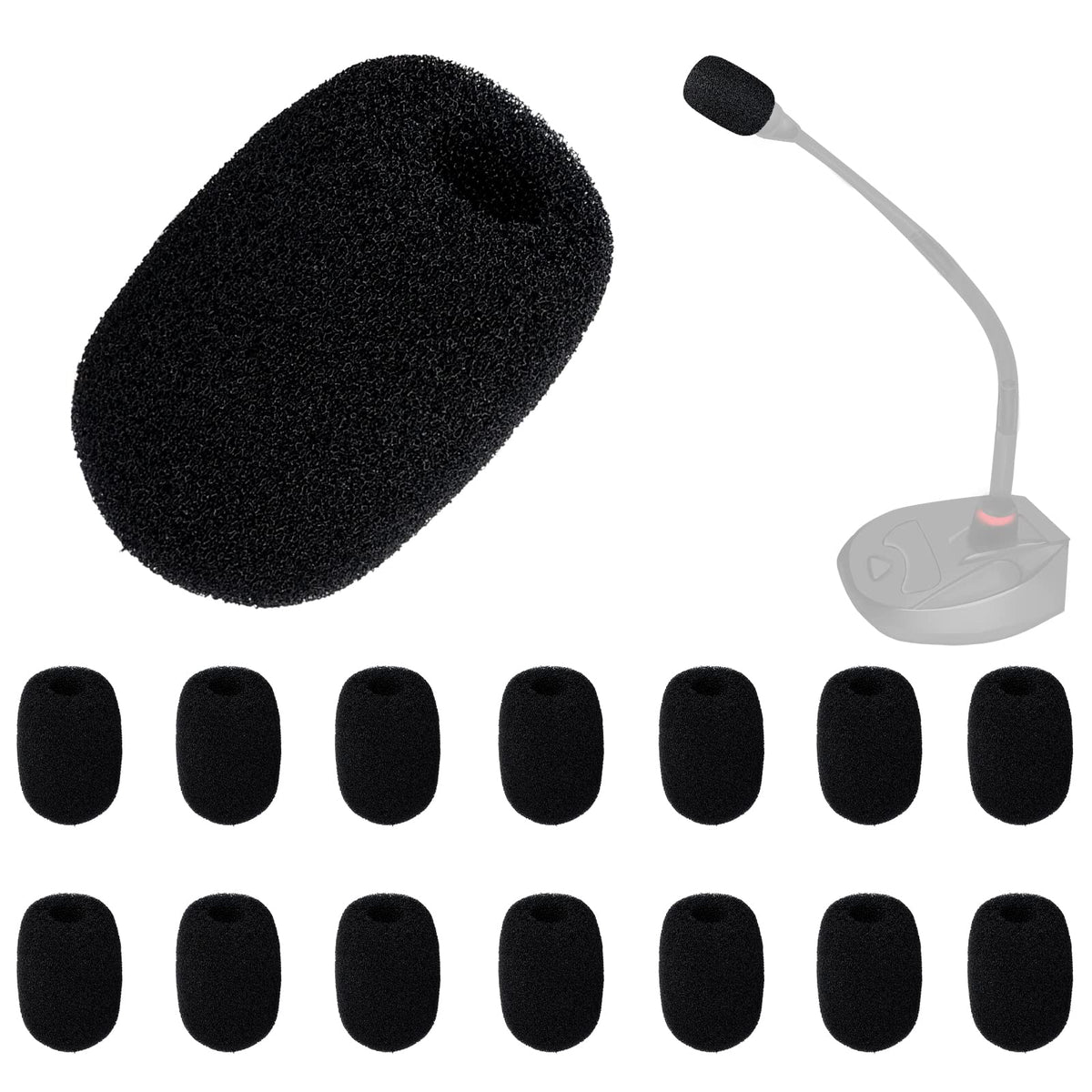 LUTER 15pcs Mini Foam Microphone Windscreens, High Density Foam Mic Covers for Headset Protection for Lavalier Microphones (Blac