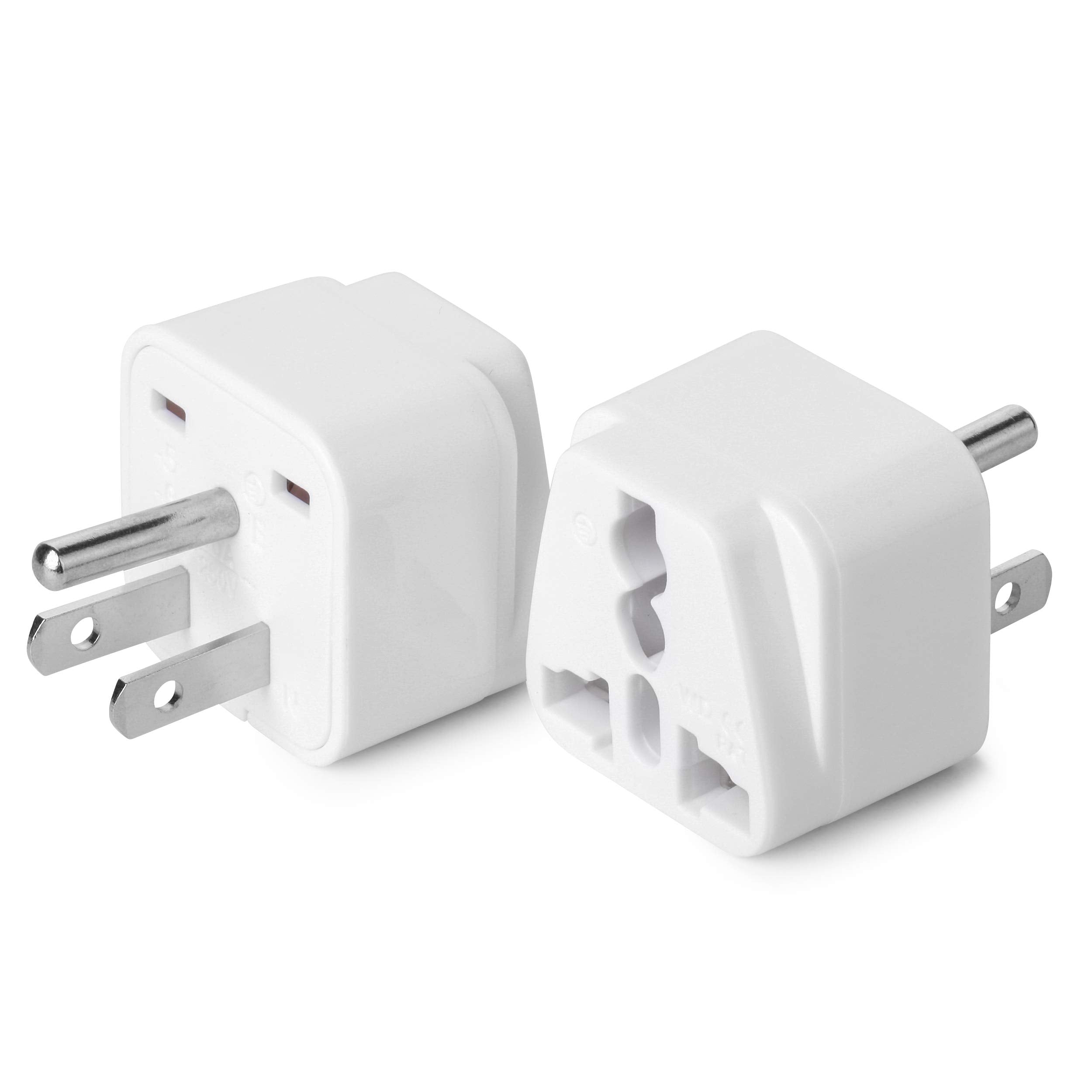 Bates- Universal to American Outlet Plug Adapter, 2 Pack, Canada Universal Travel Plug Adapter, 2 pc, UK to US Adapter, US Plug 