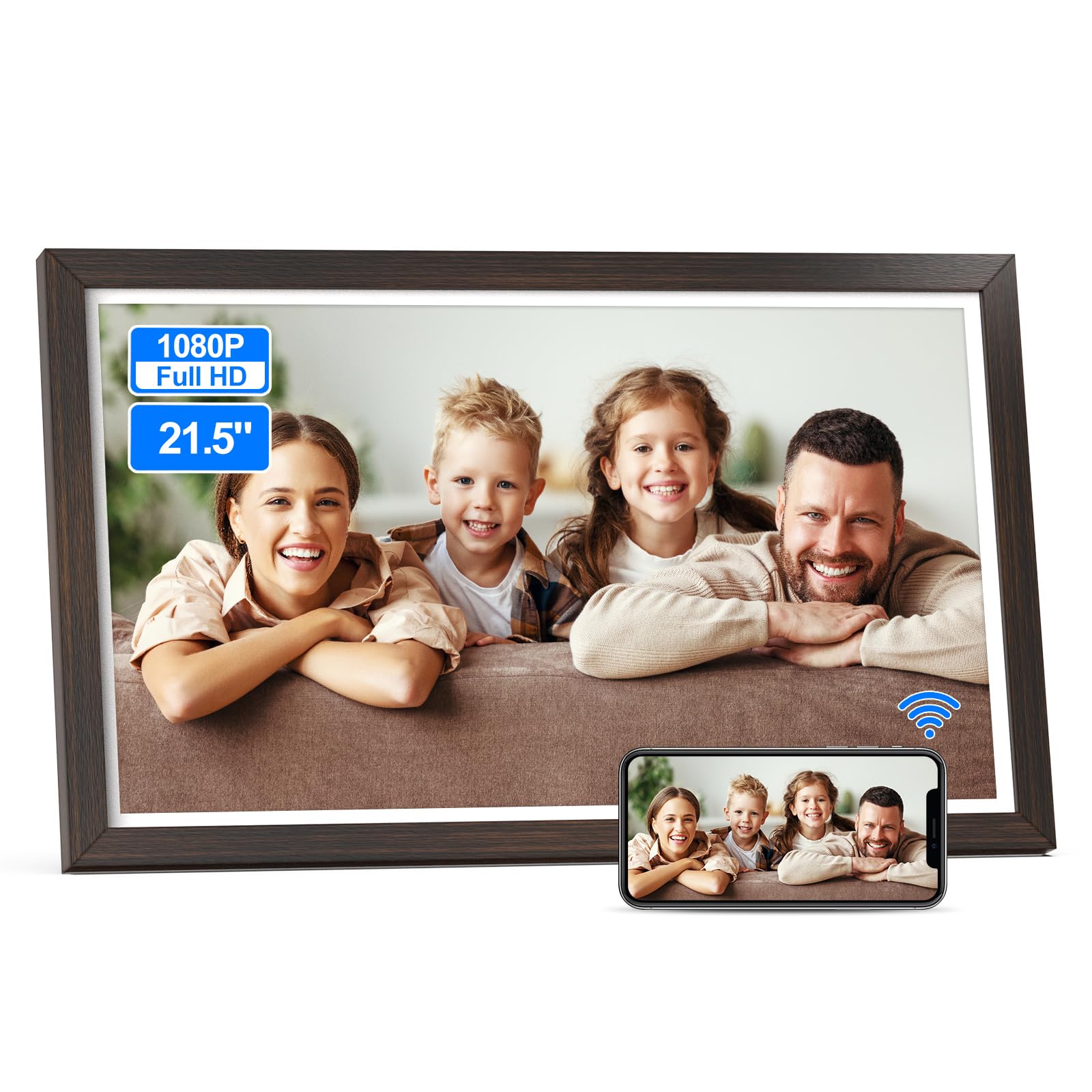 Dual Wifi 21.5 Inch Digital Photo Frame   Fullja Smart Large Fhd Digital Picture Frame, 2.4Ghz/5Ghz Dual Band Wifi, Sync & Mirro