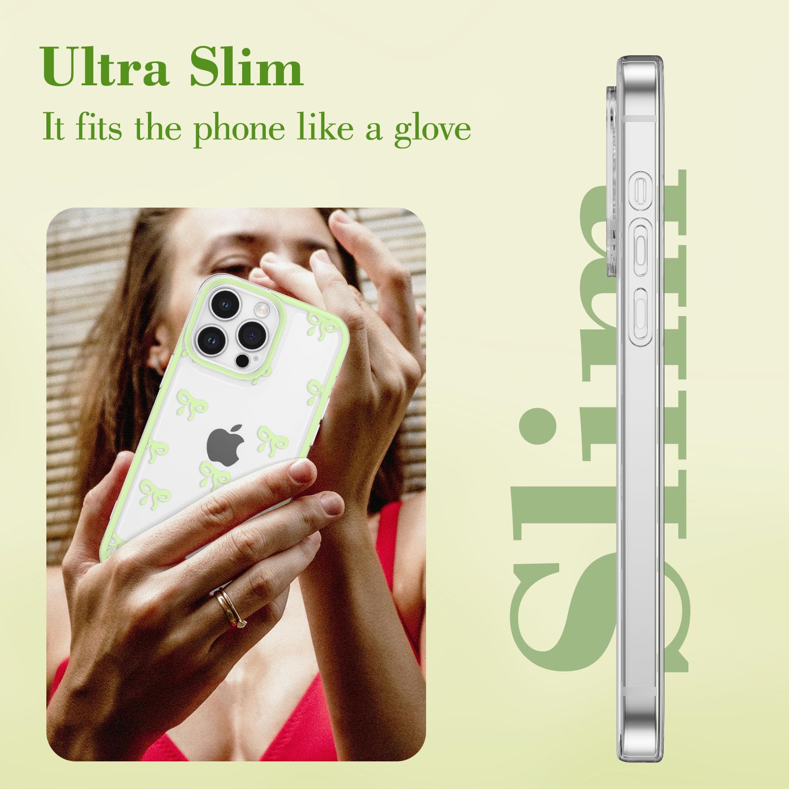 Eyzutak Case For Iphone 14 Pro Max, Clear Cute Ribbon Bowknot Pattern Aesthetic Transparent Phone Case Raised Camera Protection