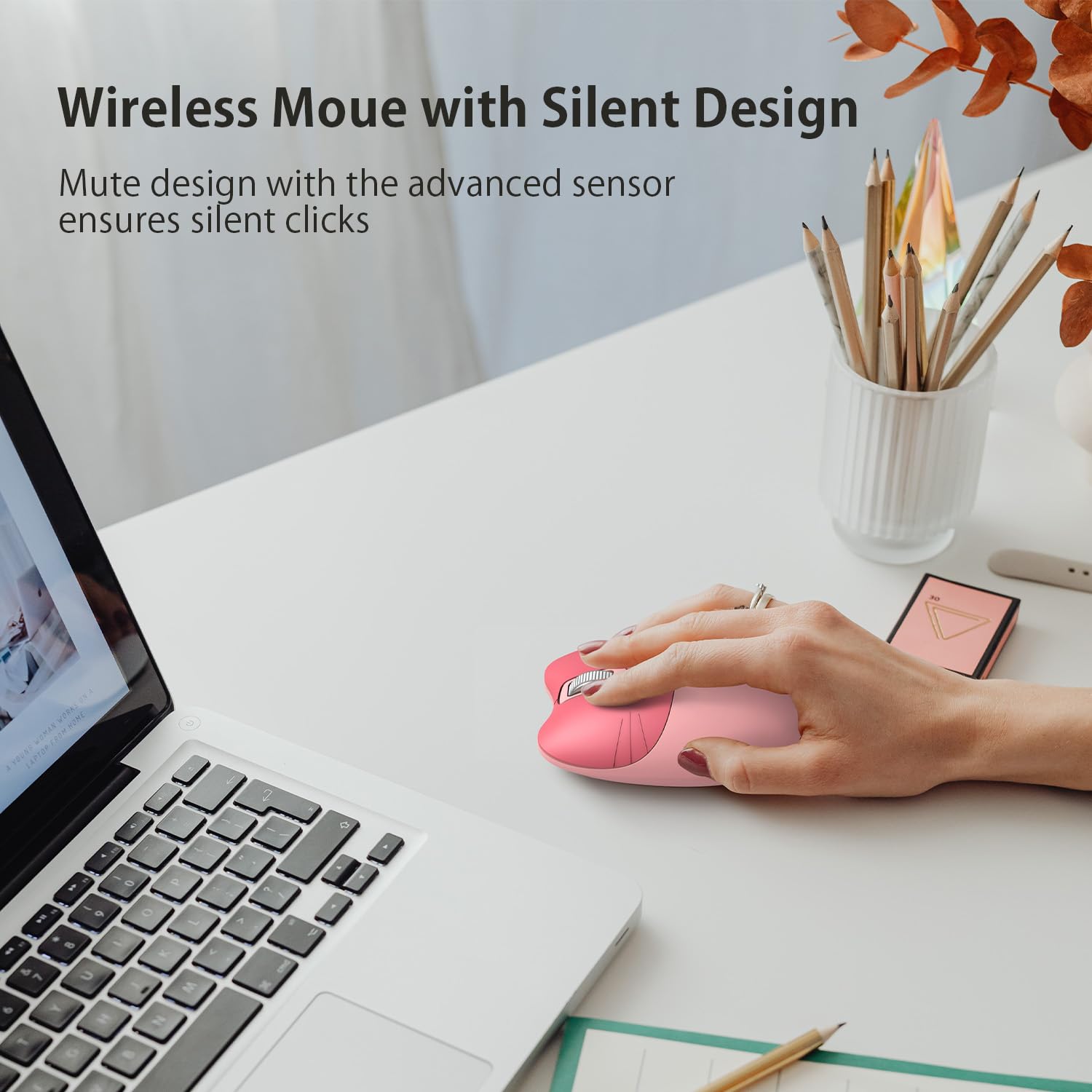 Wireless Compact Silent Mouse With Cute Rabbit Designs, 2.4Ghz Plug And Play Wireless Opatical Mouse With Usb Nano Receiver For