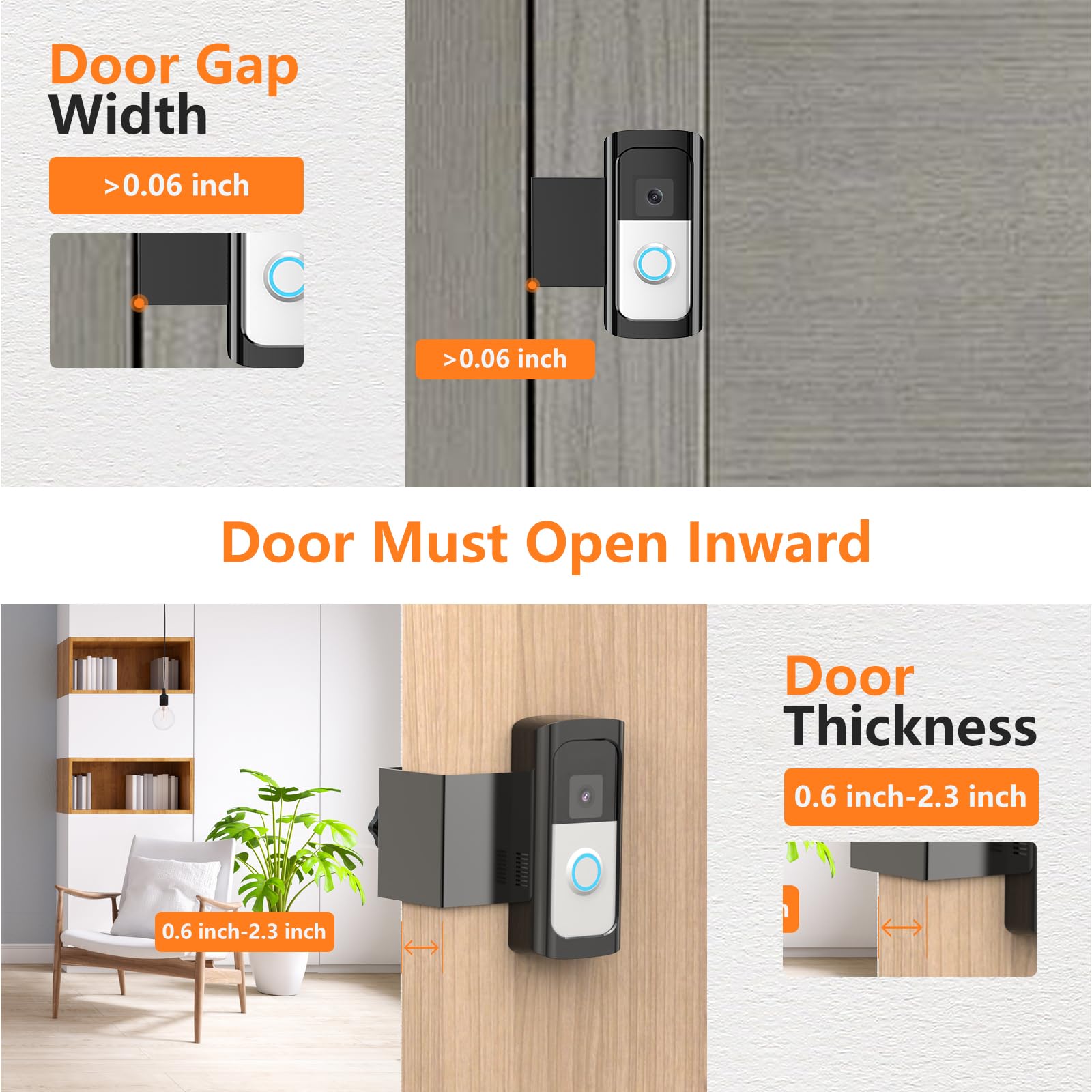 Anti Theft Ring/Camera Video Doorbell Mount, Doorbell Door Bracket No Drilling Compatible With Ring Video Doorbell 2/ (2020 Rele