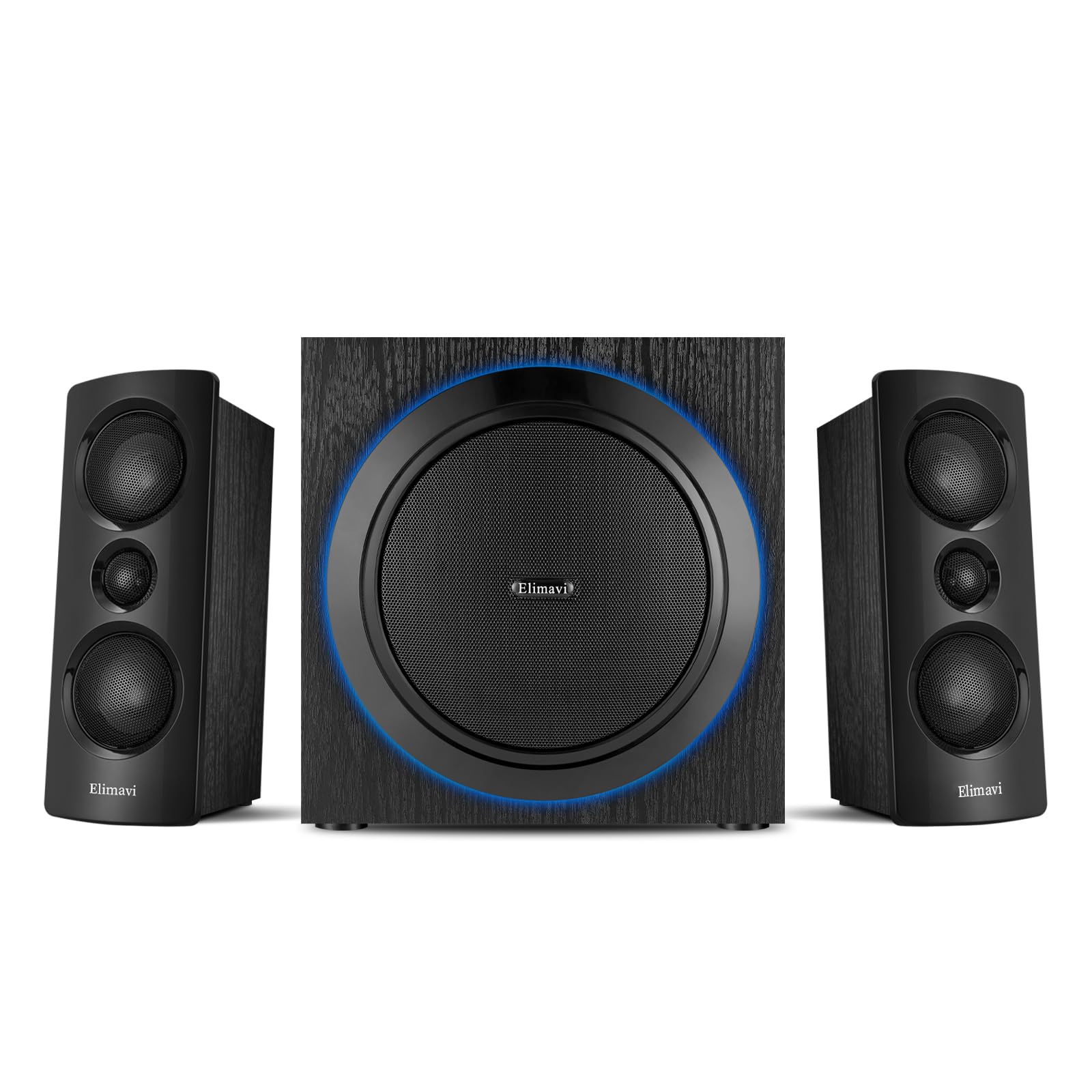 Elimavi 2.1 Computer Speaker System, 6.5 Subwoofer, 120W RMS, Black