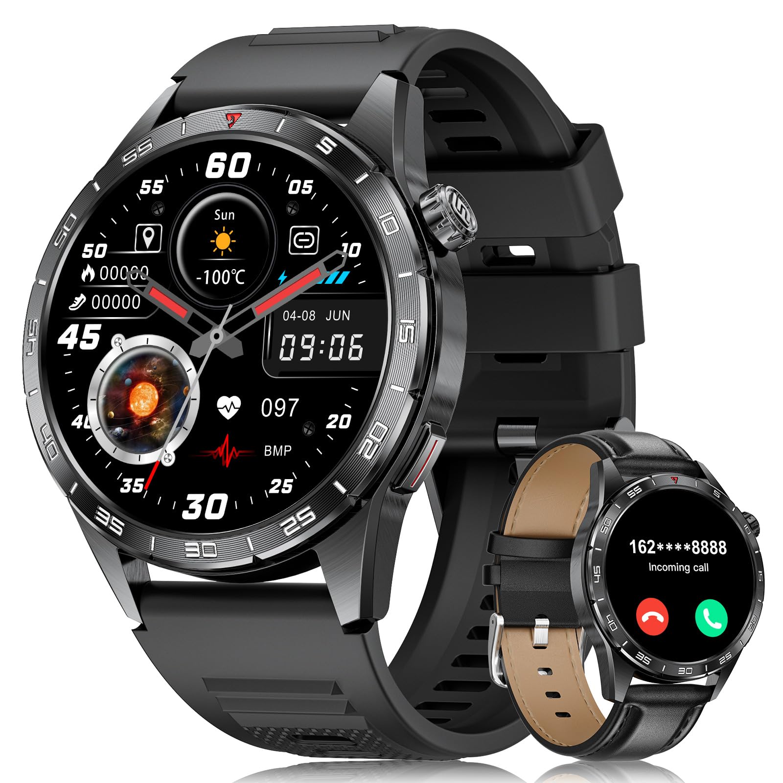 Smart Watch For Men,Answer/Make Calls,1.43 ' ' Amoled,Ip68 Waterproof,110+ Sports Modes Fitness Watch With Sleep Monitor/Spo2/He