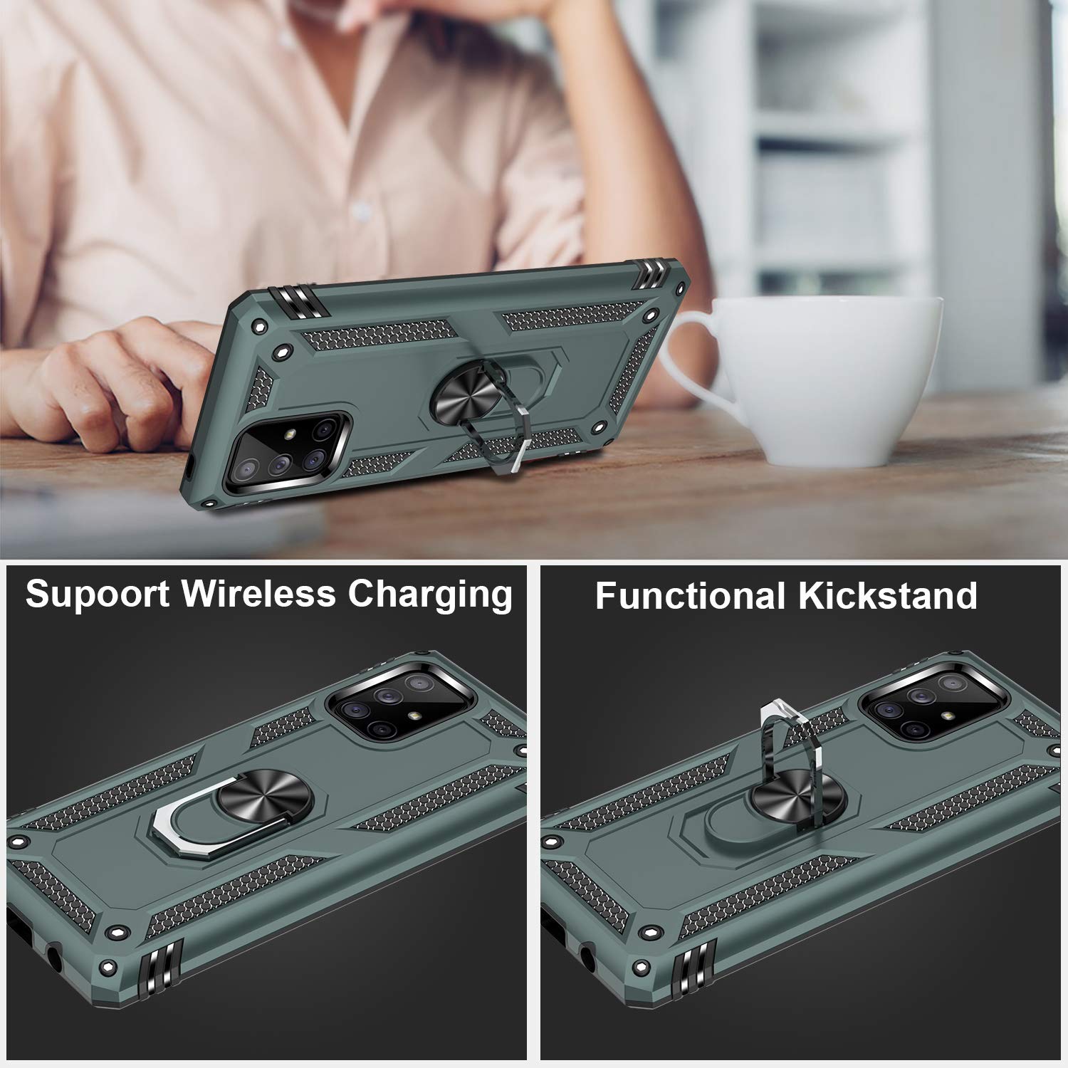 Lumarke For Galaxy A71 5G Case With Screen Protector,Pass 16Ft. Drop Tested Military Grade Protective Phone Cover With Magnetic