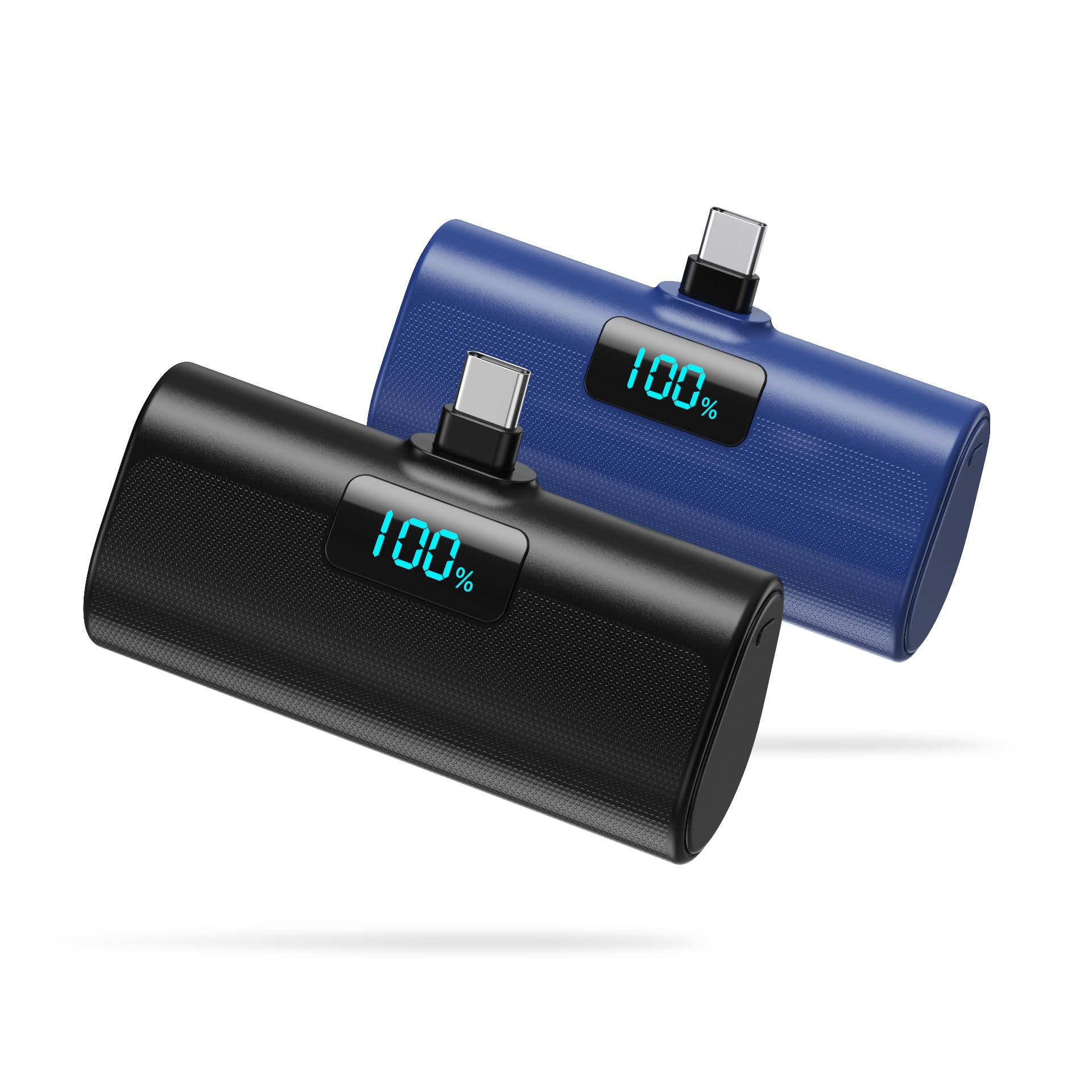[2-Pack]Portable Charger for iPhone 17/16/15 Series,5200mAh PD USB C Power Bank Built-in USB-C Connector,Travel Battery Pack Com