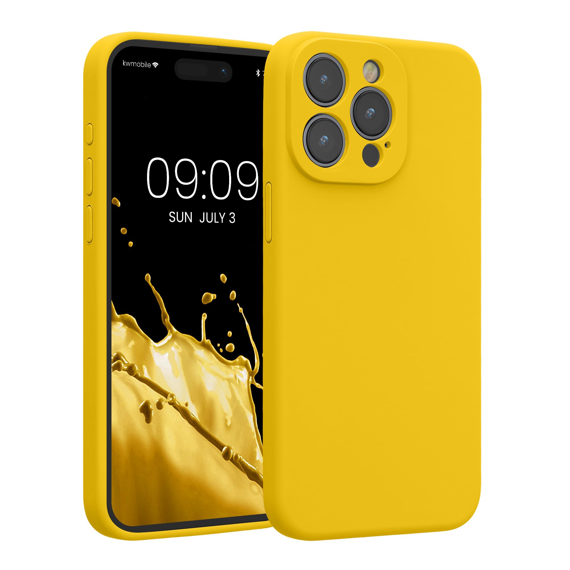 kwmobile Case Compatible with Apple iPhone 15 Pro Max Case - Slim TPU Silicone Phone Cover - Soft Touch Finish - Radiant Yellow