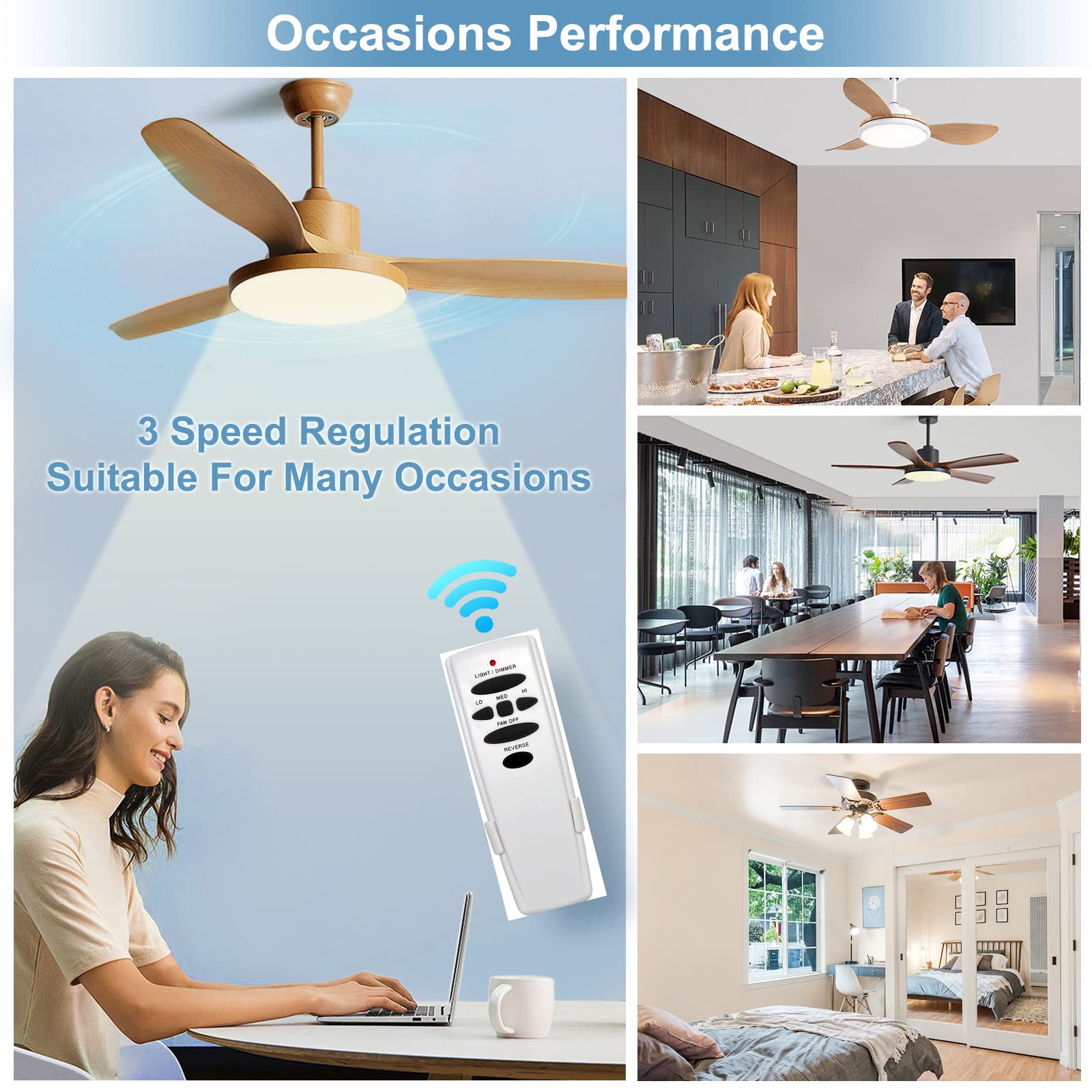 Hampton Bay Ceiling Fan Remote Control (3 Speed/Light Dimmer/Reverse Button) Replacement For Uc7078T Fan Hd Chq7078T L3H2003Fanh