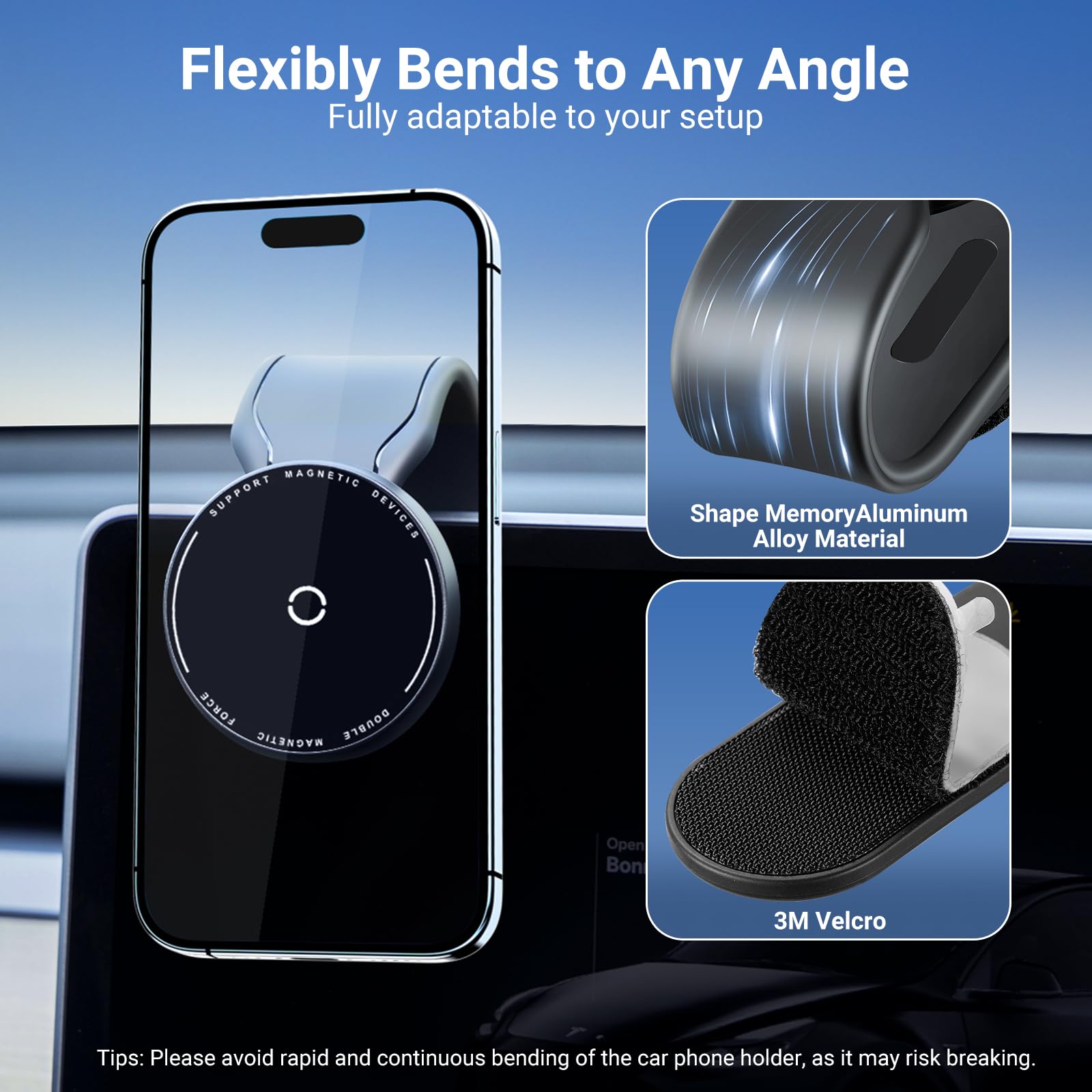This Hill Magnetic Car Phone Holder, Bendable Aluminum Arm Car Magnet Phone Mount?18 Strong Magnets?, Magnetic Phone Holder For