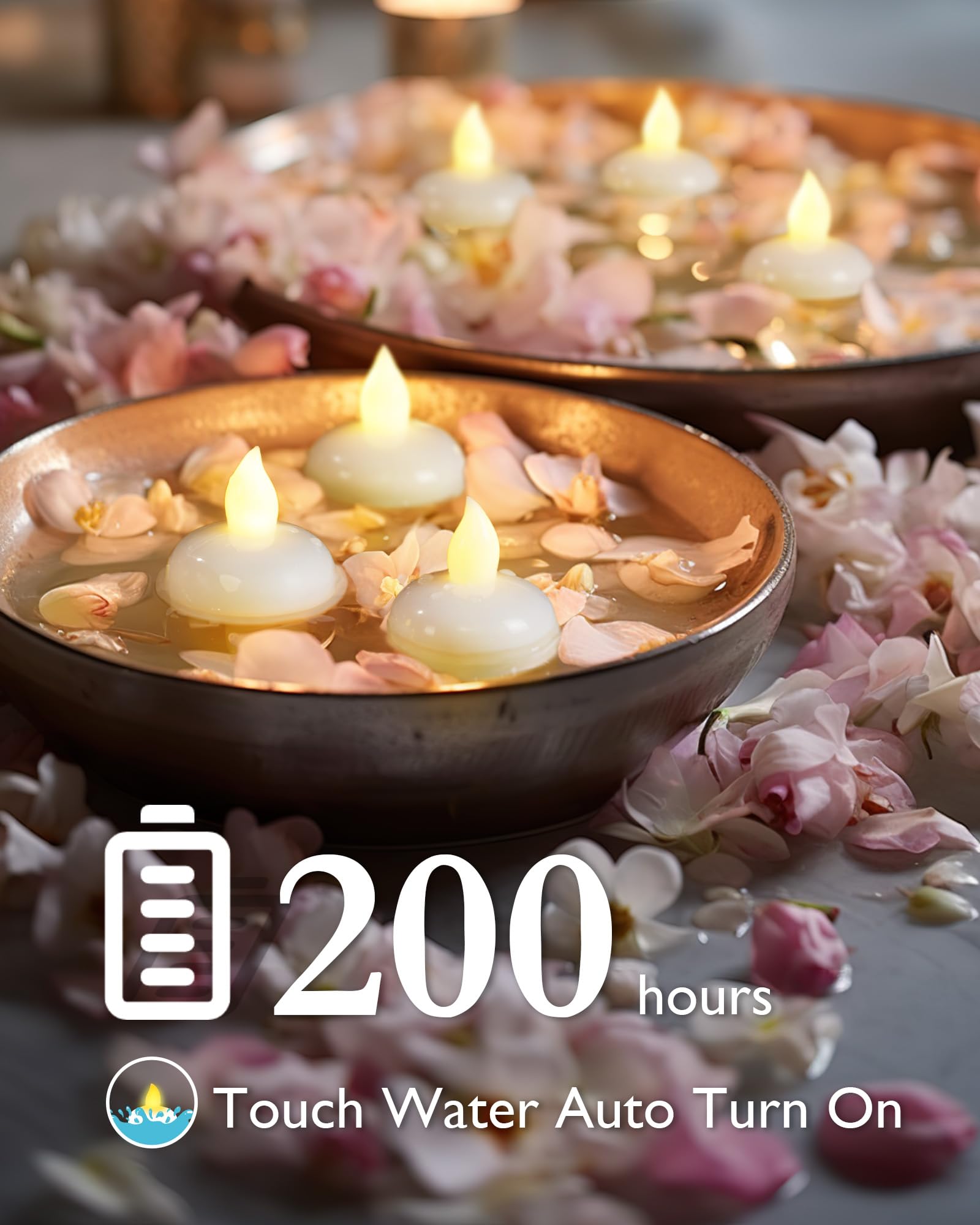 Homemory 36 Pack Flameless Floating Candles, Warm White Led Flickering Tealight Candles In Bulk, Decor For Wedding, Party, Cente