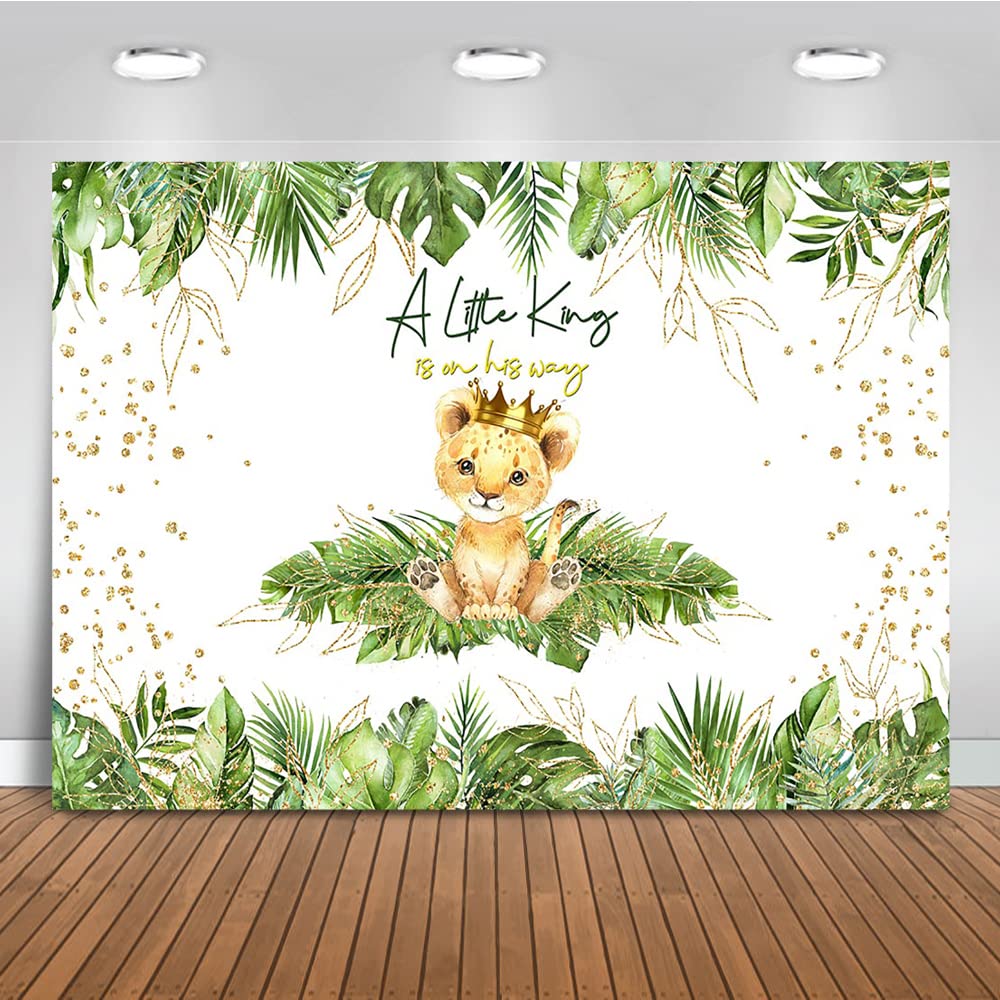 Mocsicka Lion Baby Shower Backdrop A Little King Is On His Way Background Safari Baby Lion Baby Shower Party Cake Table Decorati
